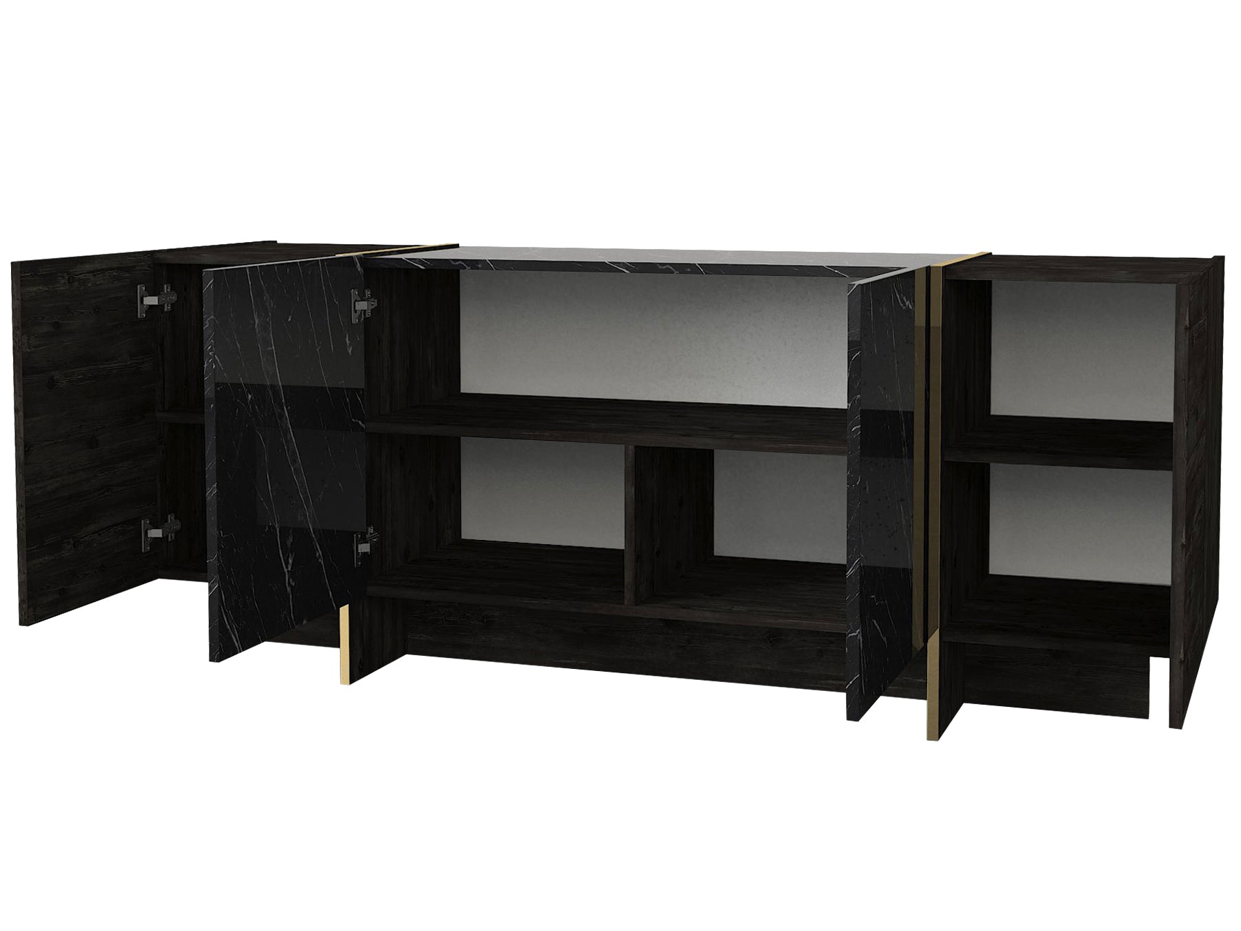 Sideboard Veyron Rebab Braun Dunkelgrau ( Marmor Optik )