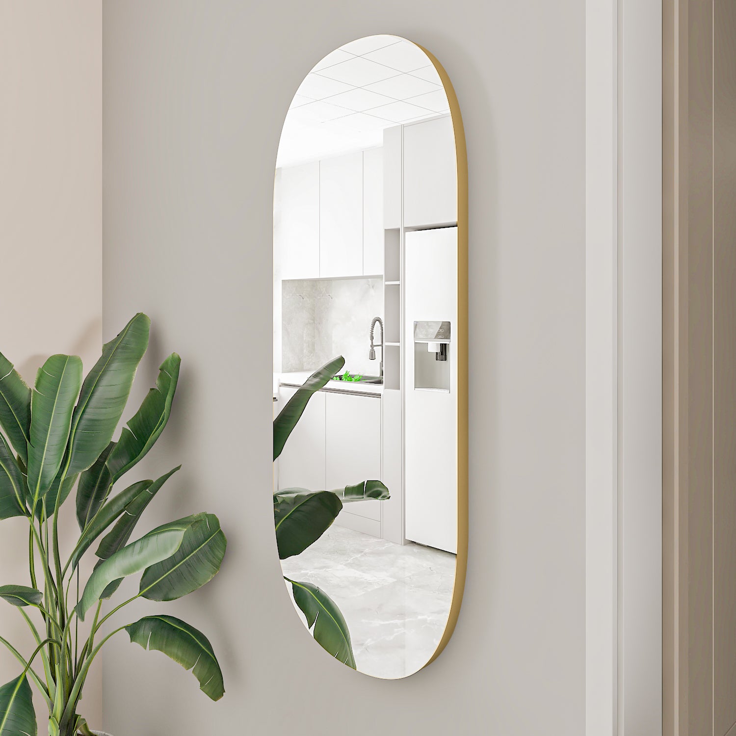 Wandspiegel Oval Transparent Gold 45 cm/ 85 cm/ 3,5 cm