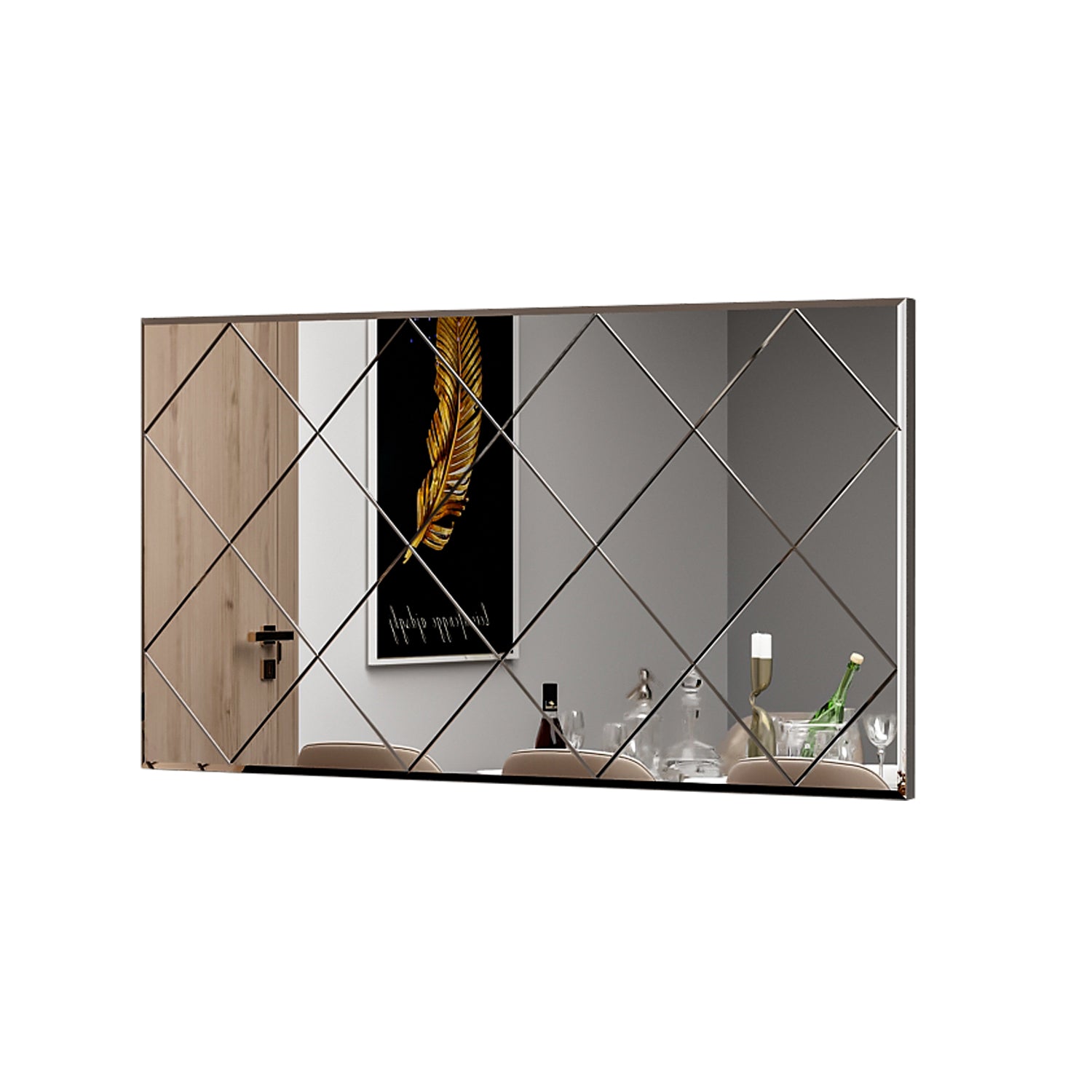 Wandspiegel Mofo Karo Rechteck Design Transparent 120 cm x 60 cm