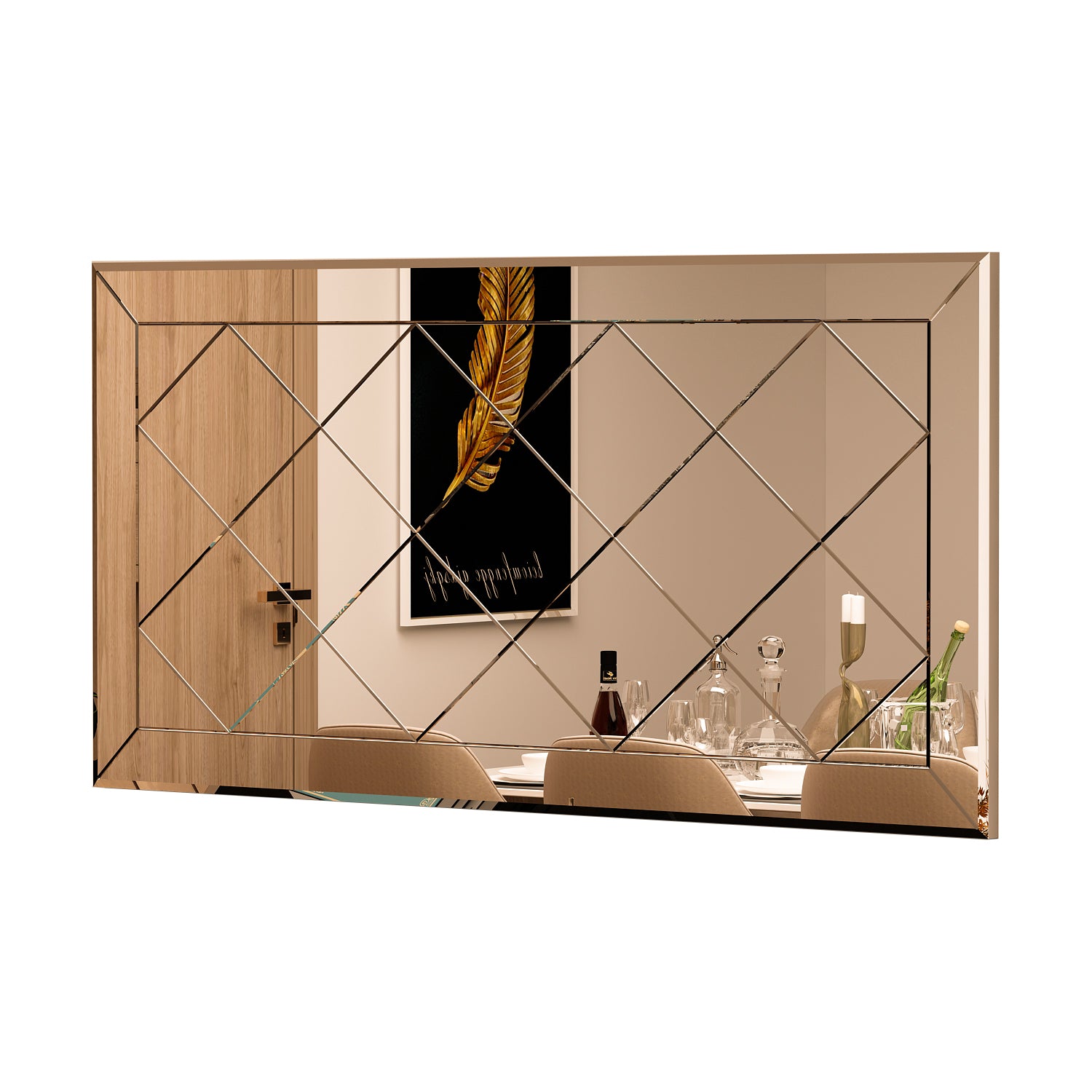 Wandspiegel Rechteck Design Bronzefarbe 120 cm x 60 cm