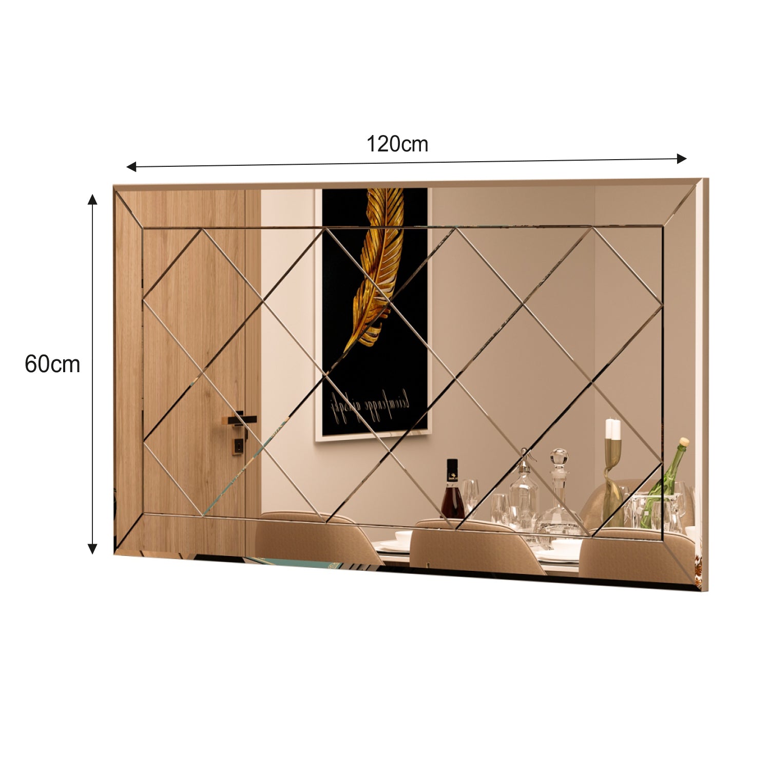 Wandspiegel Rechteck Design Bronzefarbe 120 cm x 60 cm