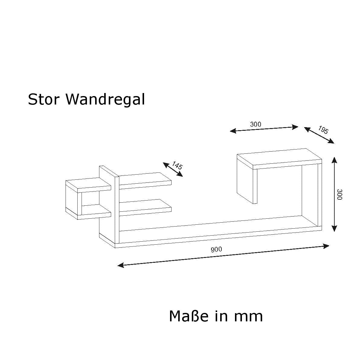 Wandregal Stor Weiß Walnuss