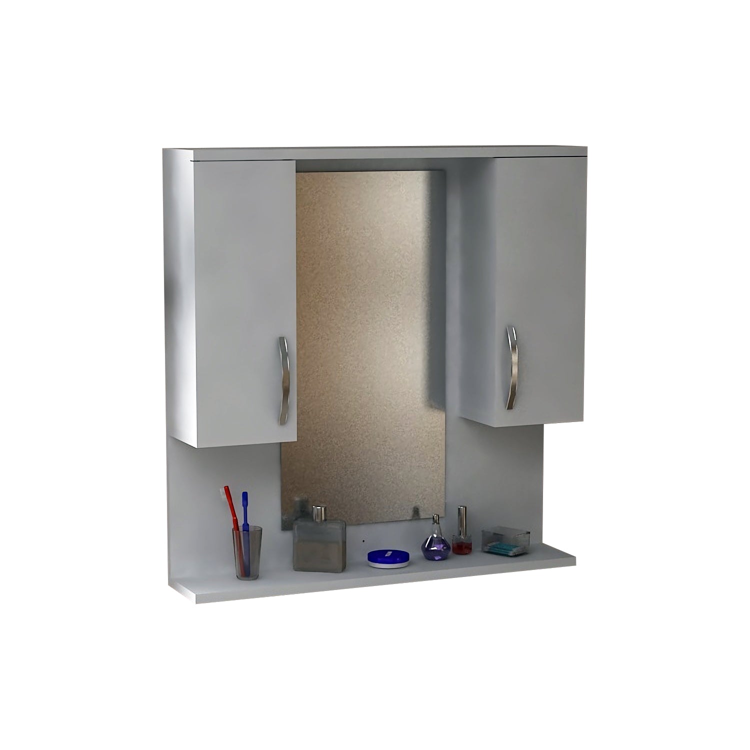 Badschrank Hängeschrank mit Spiegel Weiß 80x83x15 cm