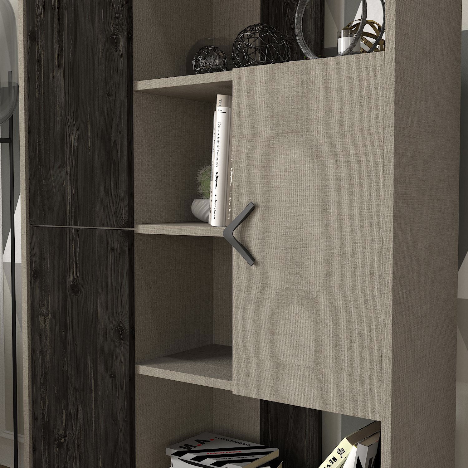 Bücherregal Trenta mit Metallfüße Grau Rebab