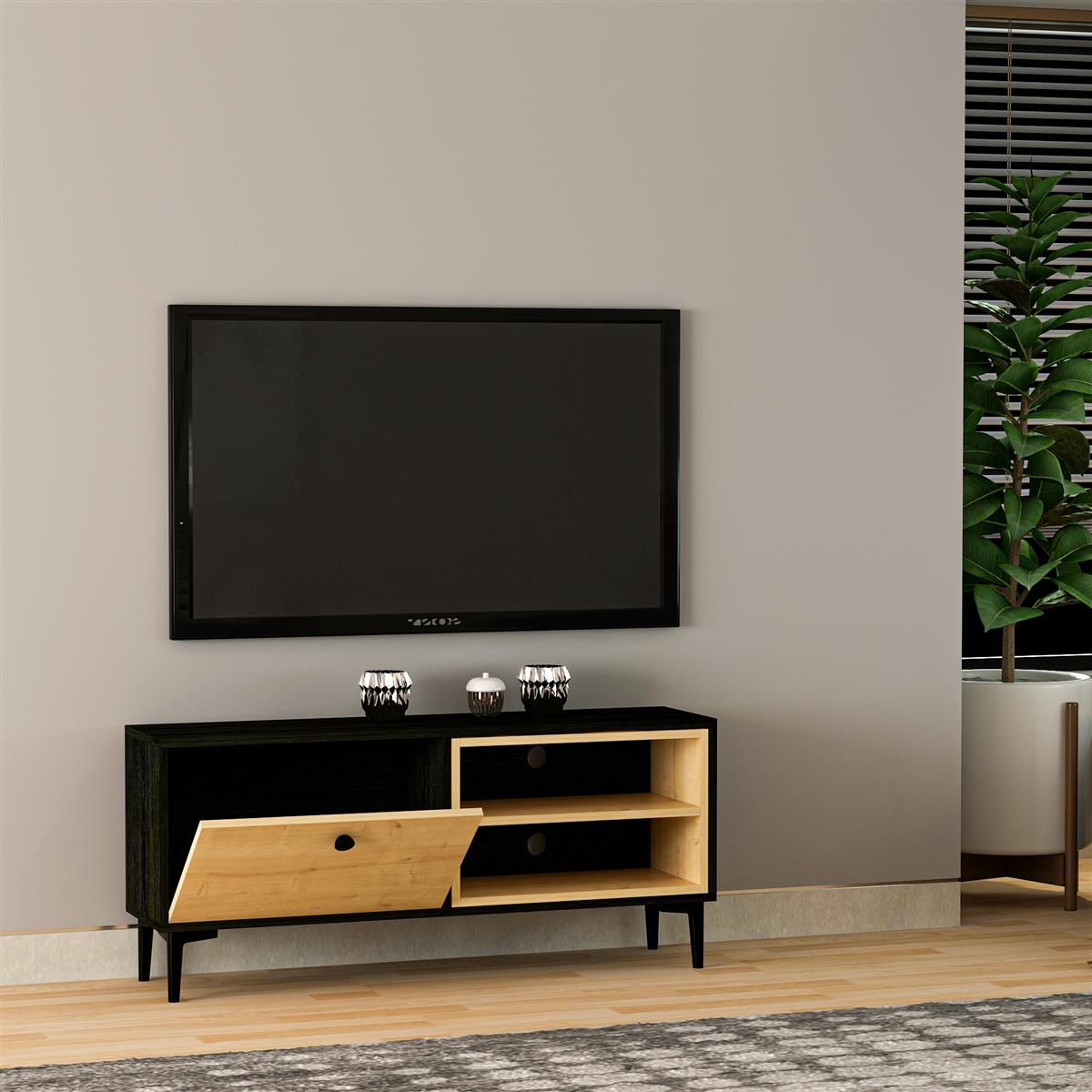 TV Lowboard Alto Safir Schwarz Holzoptik 9642