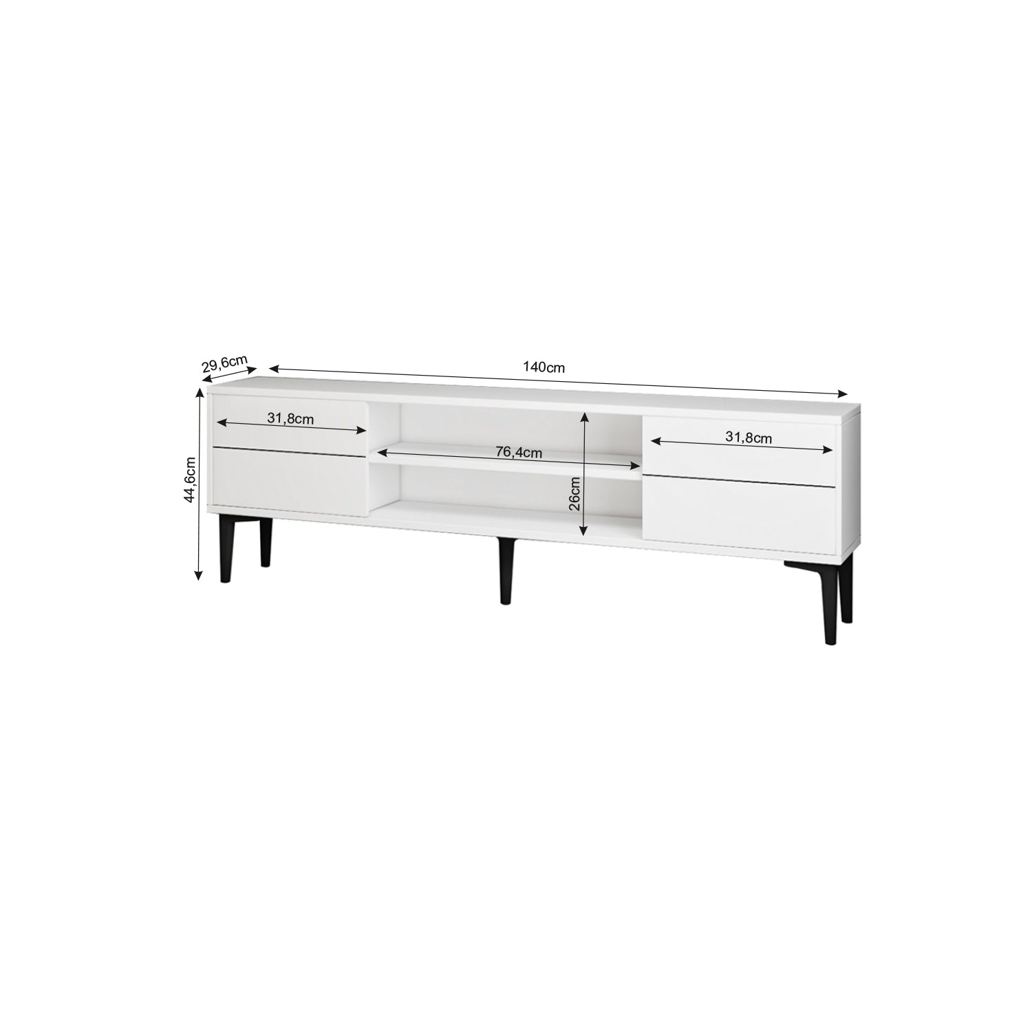 TV Lowboard Aragon Weiß Schwarz