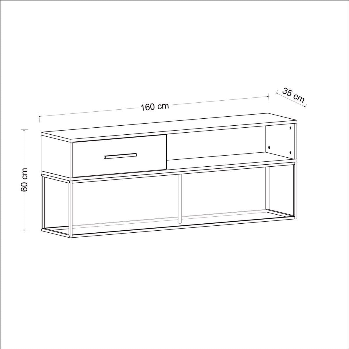 TV Lowboard Mira Schwarz Gold mit Metall Füße 9635