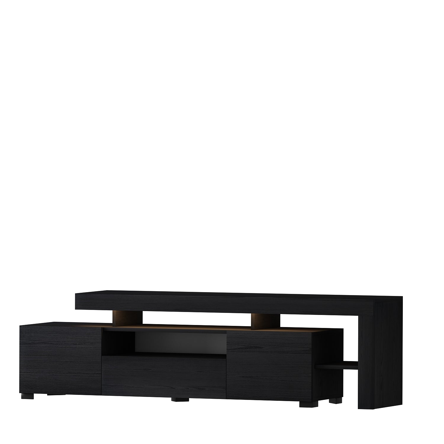 TV-Möbel mit LED-Beleuchtung Schwarz Modern 192 cm