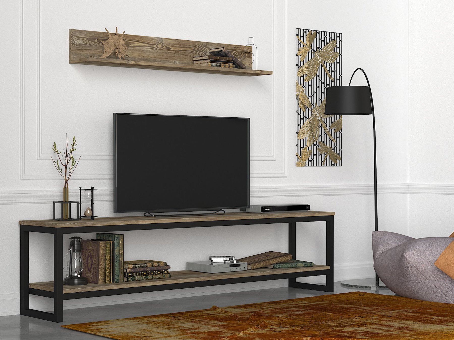 TV Lowboard Wanna mit Metallfüße Eiche