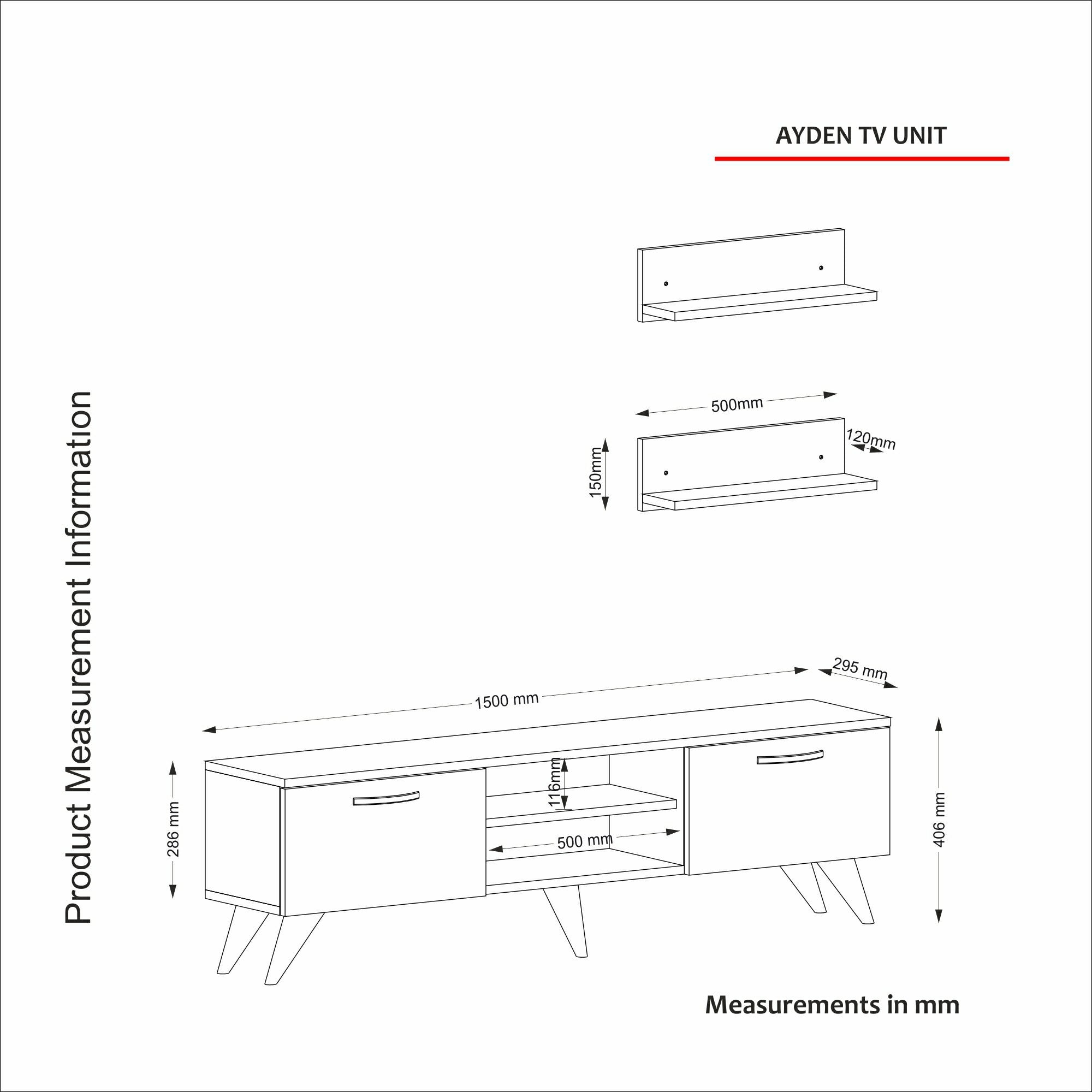 Wohnwand Ayden Walnuss Dunkelgrau (Marmor optik)