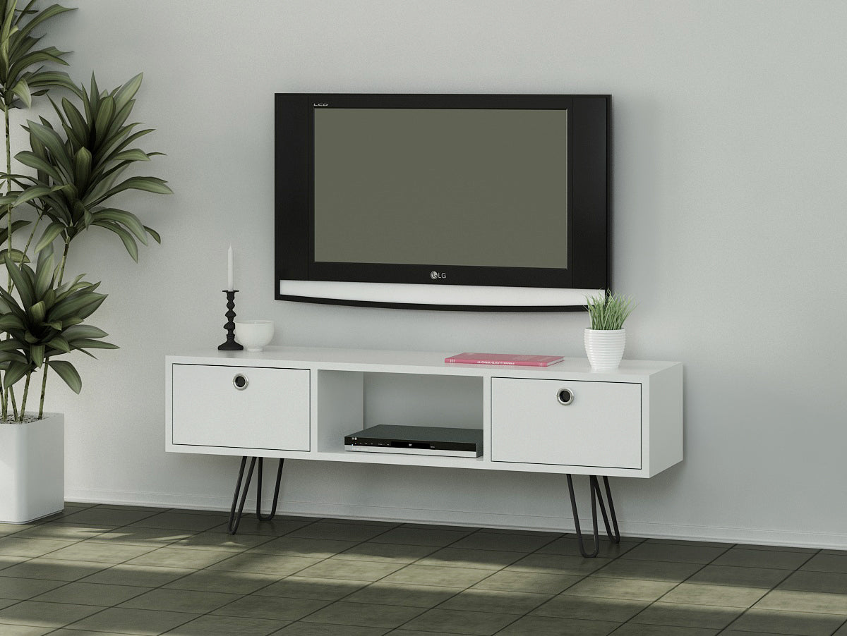 Wohnwand Moda mit Metallfüße Weiß