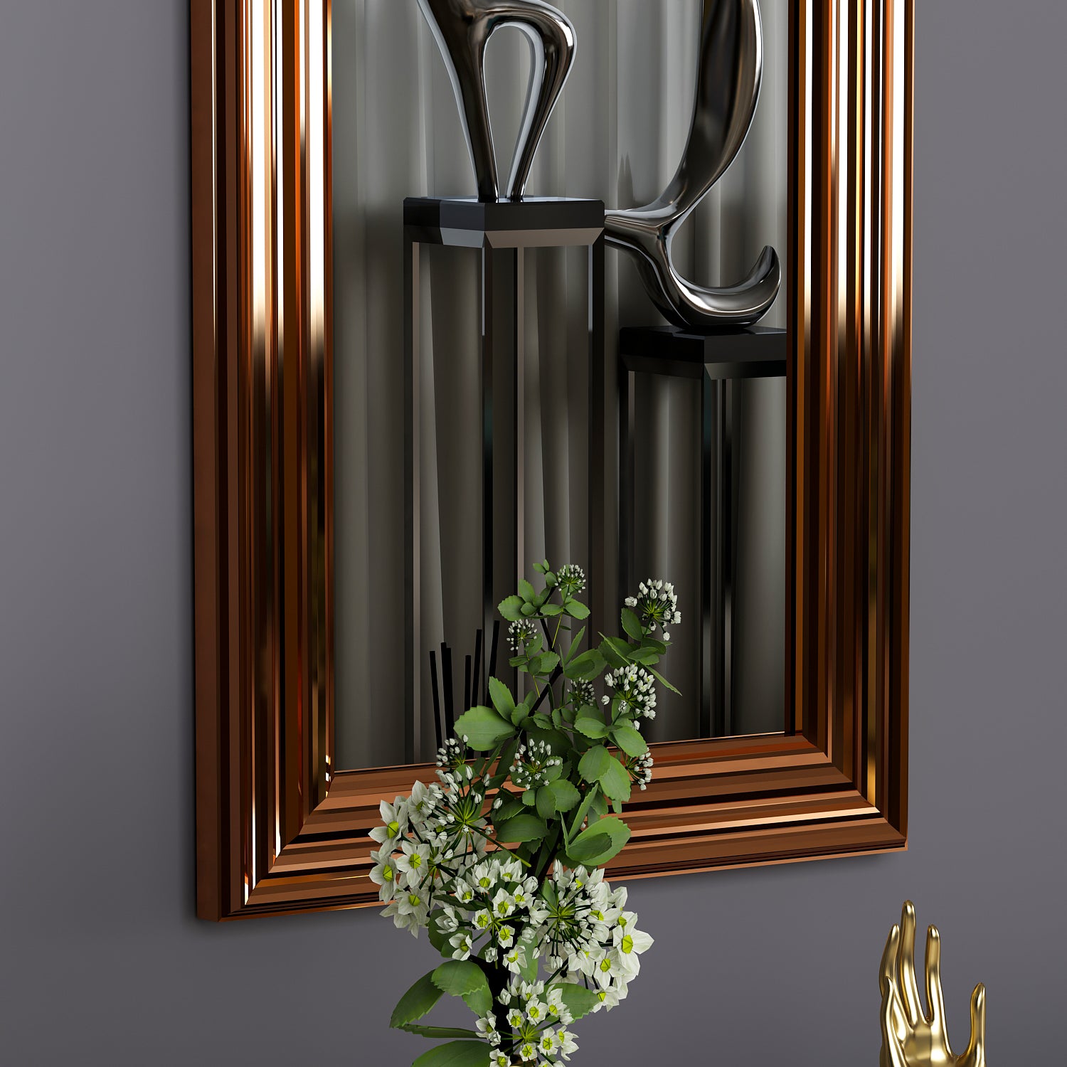 Spiegel Boos 30x90cm Bronze