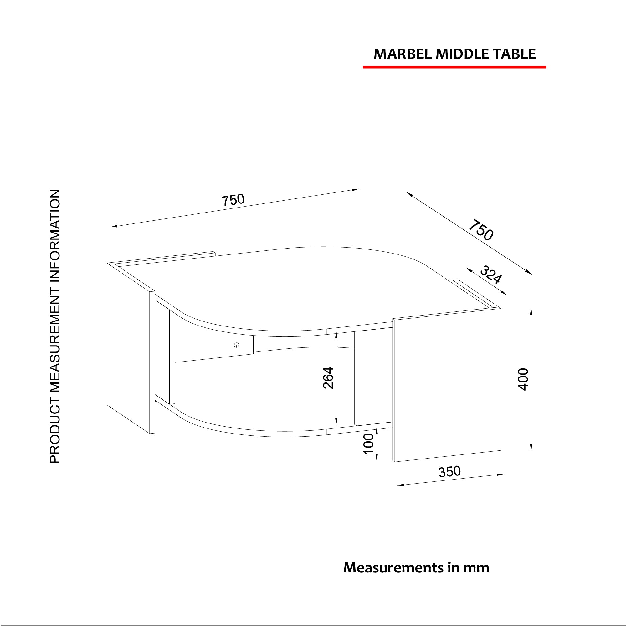 Couchtisch Marbel Walnuss Marmor Optik