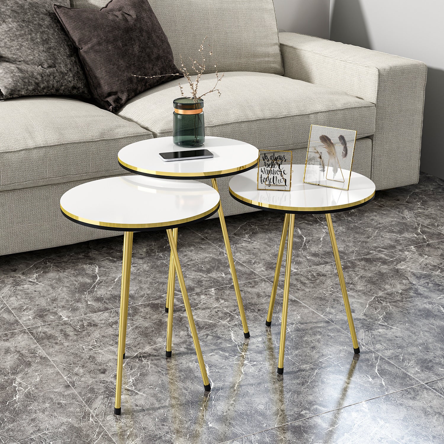 Beistelltisch 3 er Set Weiß 21696306