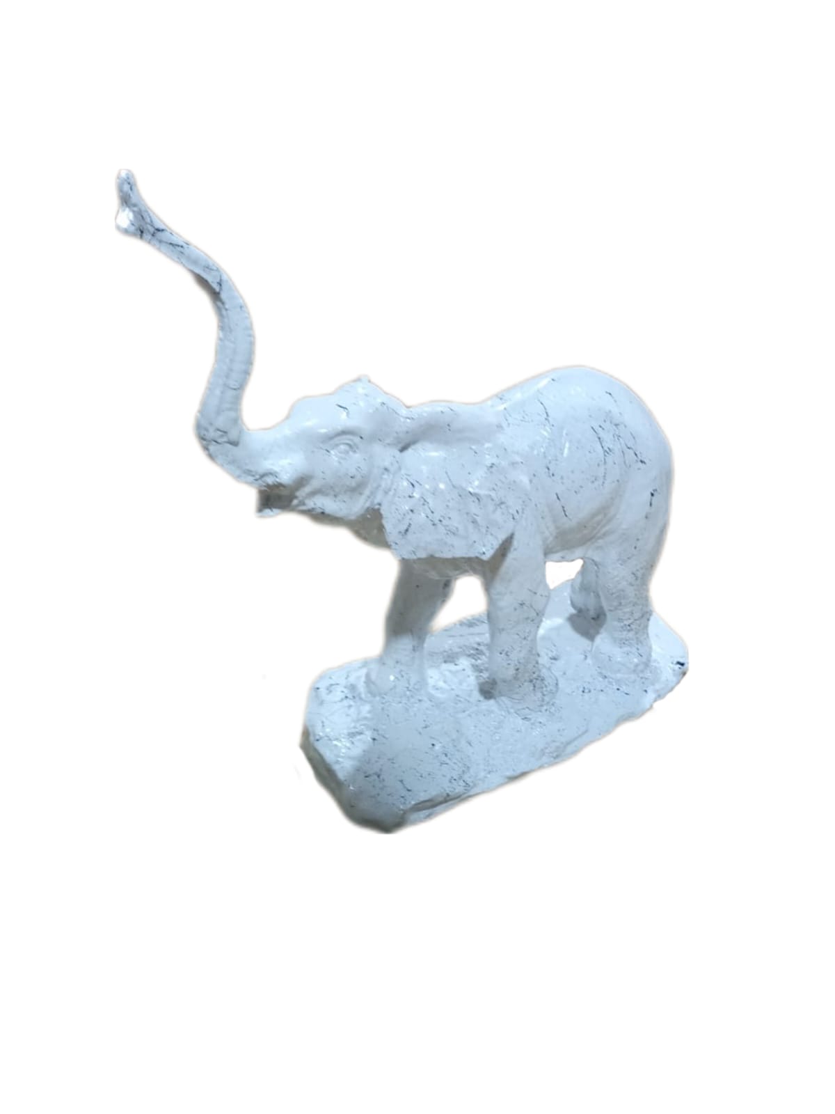 Skulptur Elefant 2er Set Weiß Marmoroptik