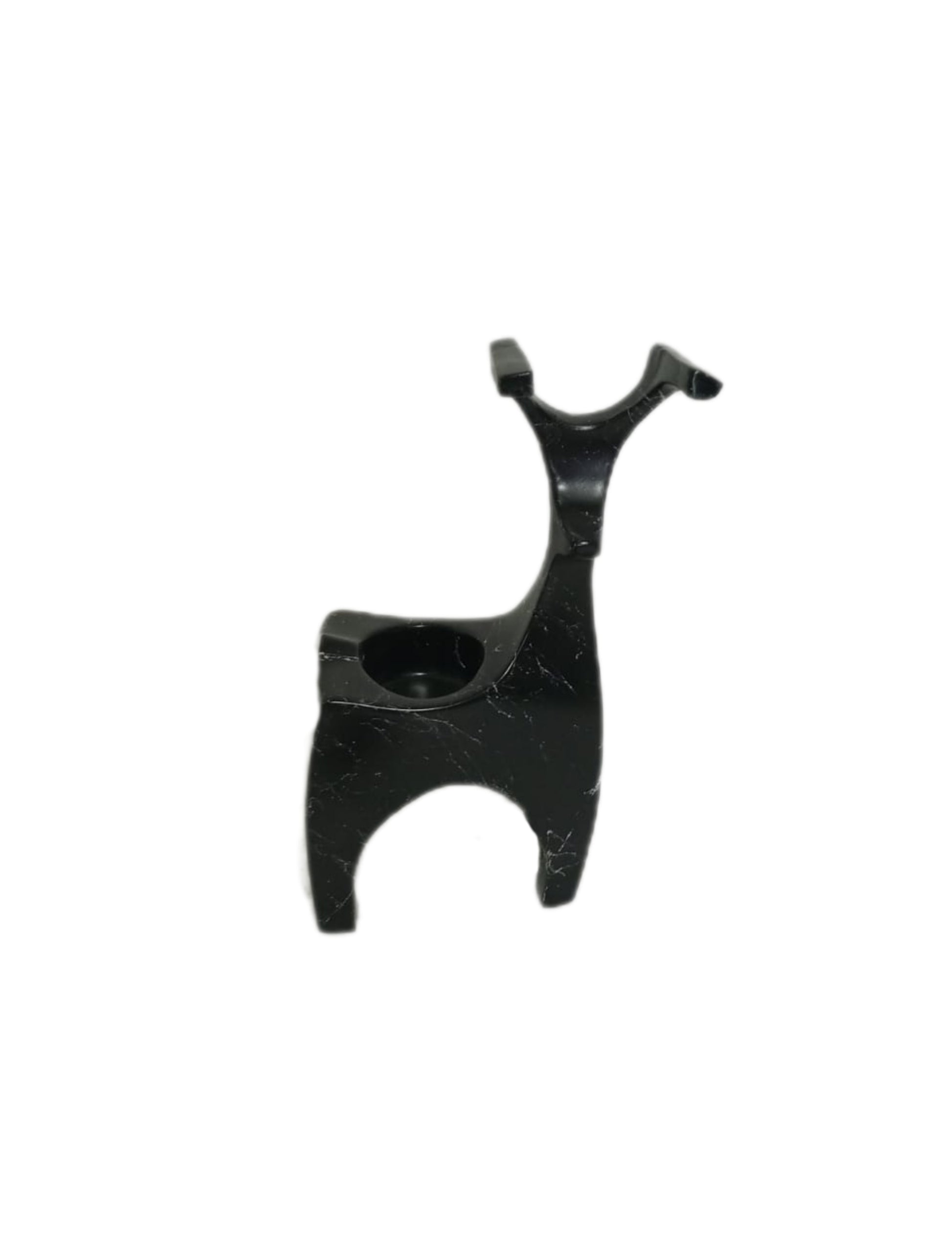 Skulptur Hirsch 2er Set Kerzenständer Schwarz Marmoroptik