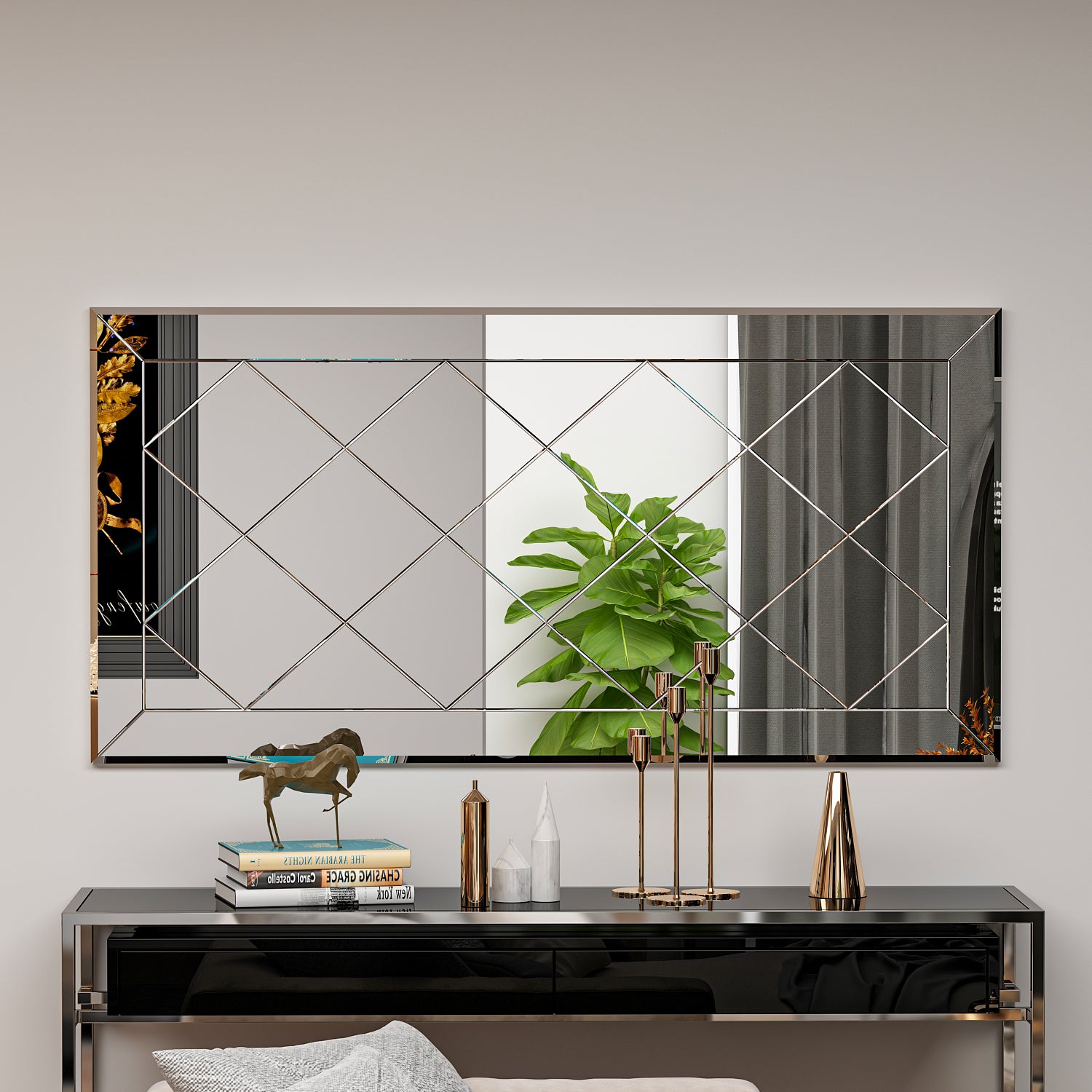 Wandspiegel Rechteck Design Transparent 120 cm x 60 cm