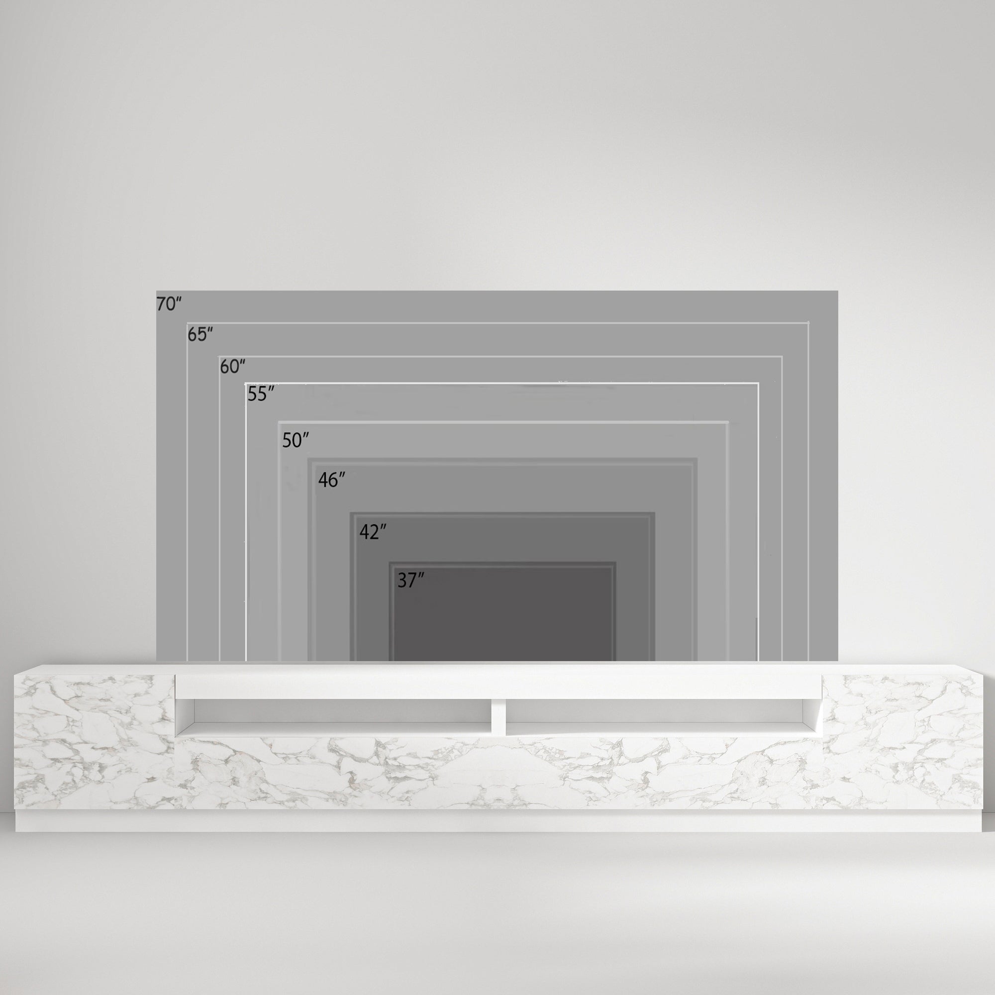 TV-Möbel mit LED-Beleuchtung Weiß Marmor Optik 240 cm