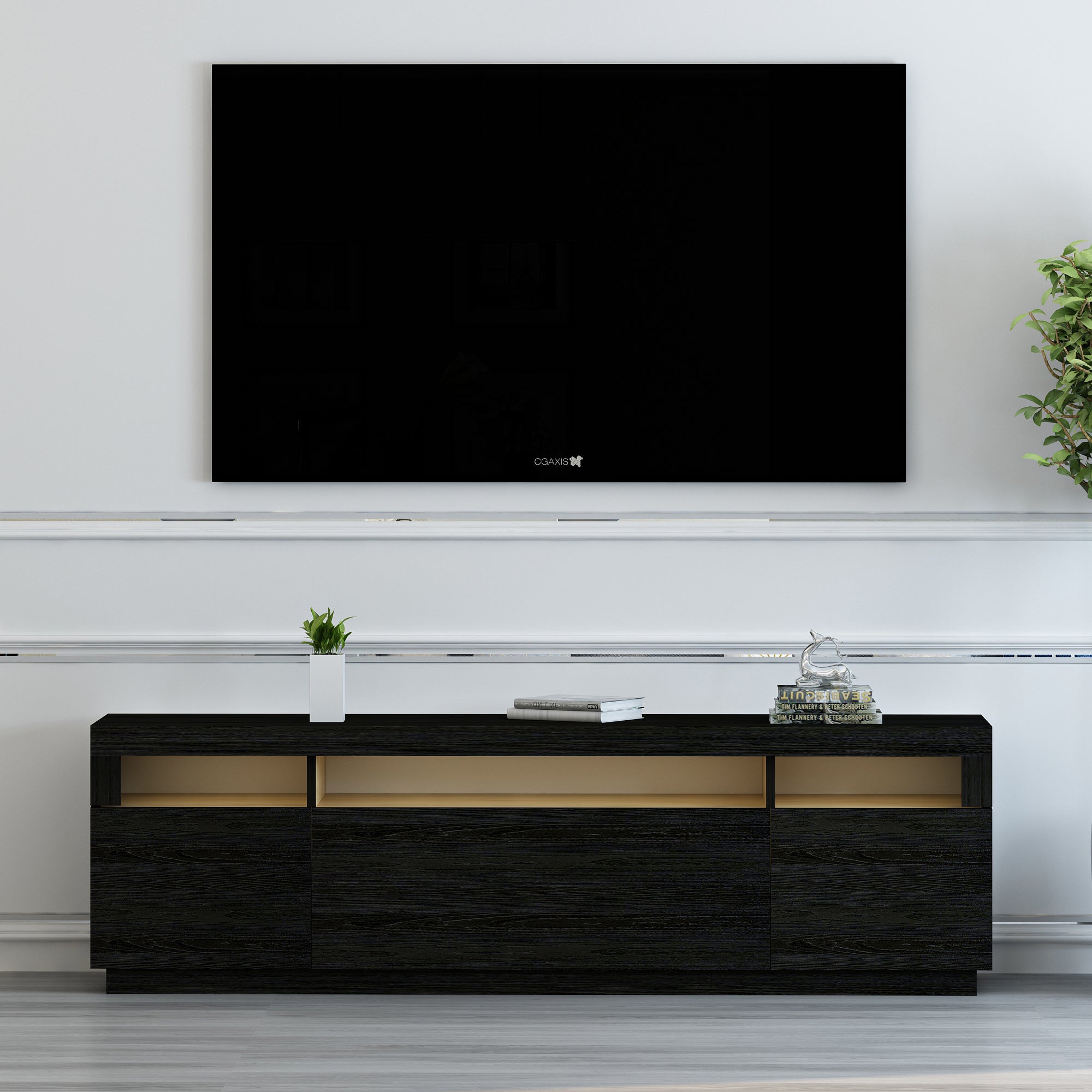 TV-Möbel mit LED-Beleuchtung Adel Schwarz 180 cm