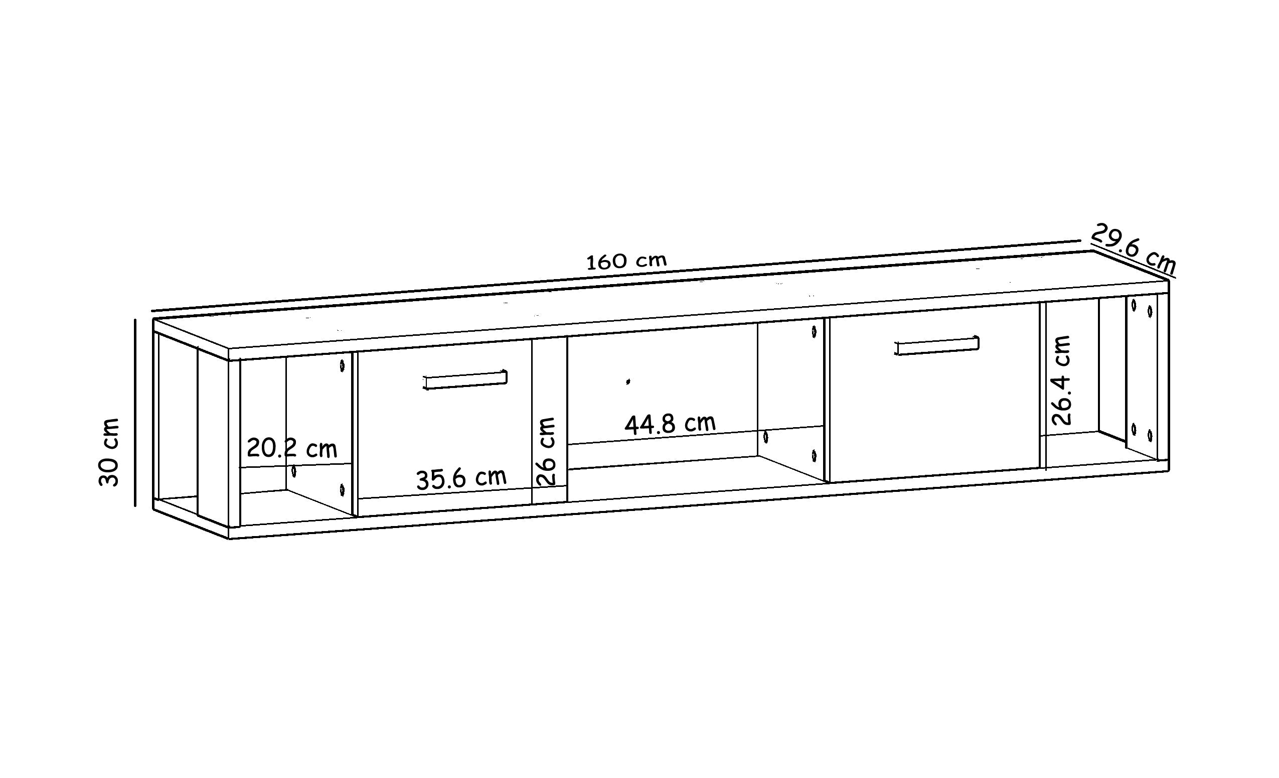 TV Lowboard Aldora Weiß Marmor Optik 9581