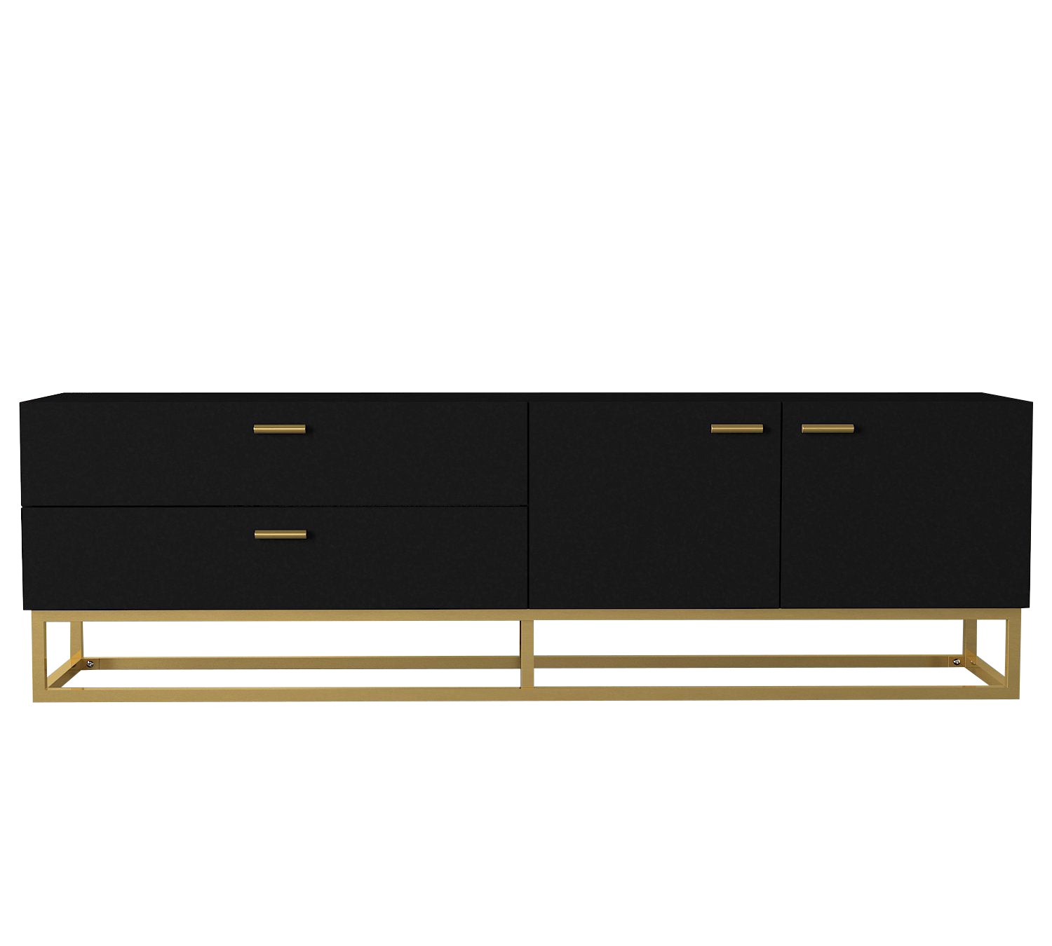 TV Lowboard Theodora Schwarz Gold mit Metall Füße