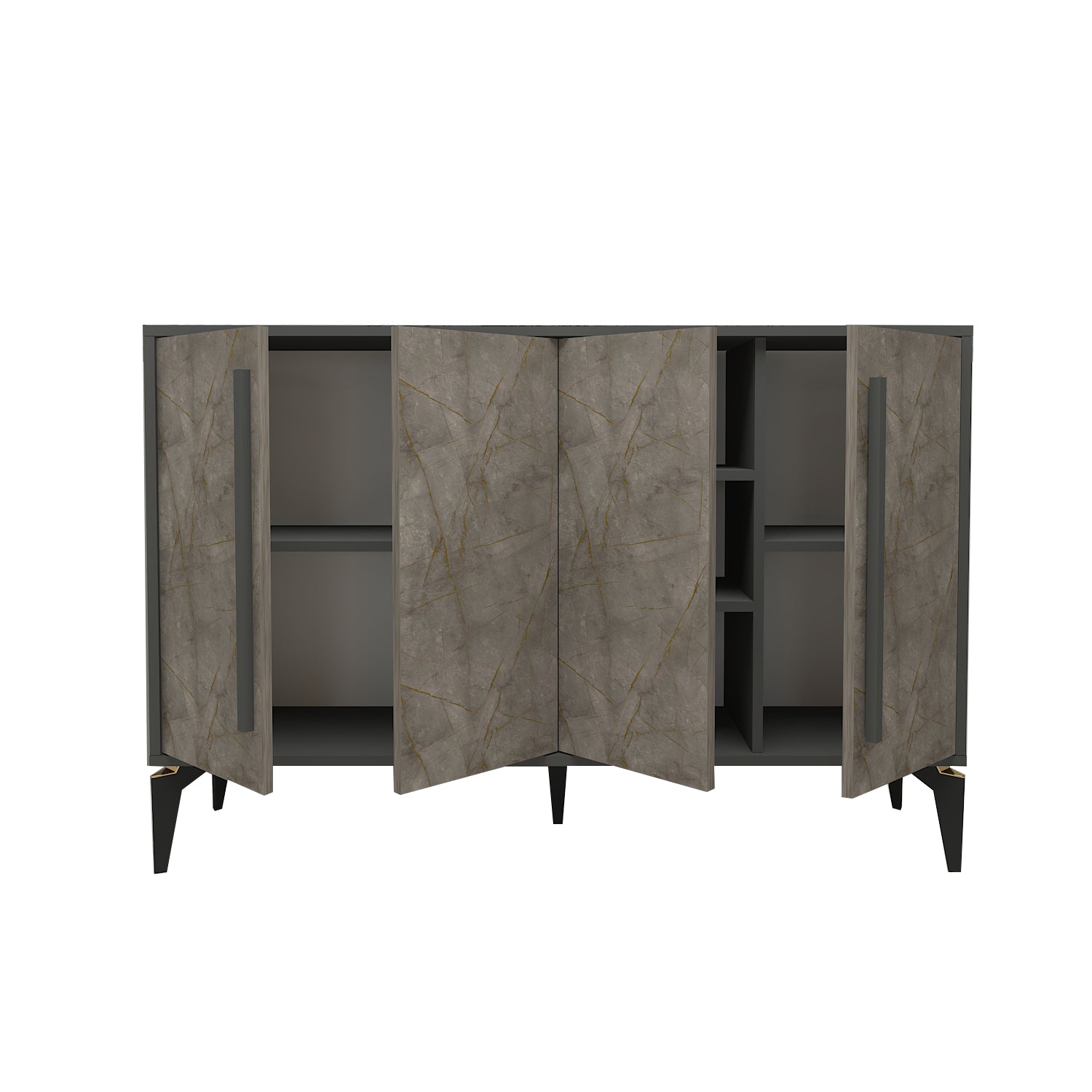 Sideboard Majör Anthrazit Beige 4 Türig 9888