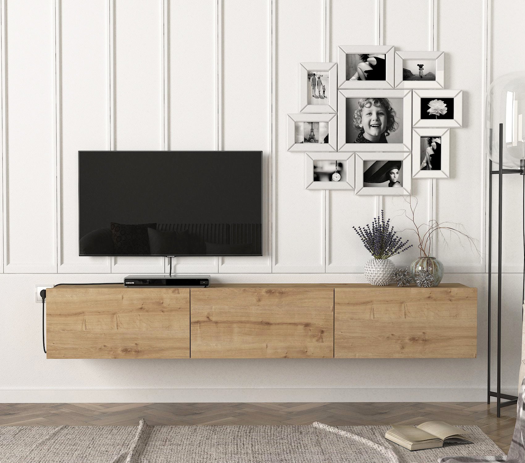 TV Lowboard Hängend Damla Eiche Saphir 180 cm