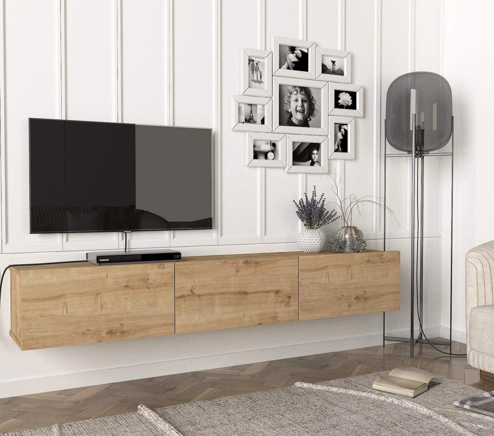 TV Lowboard Hängend Damla Eiche Saphir 180 cm
