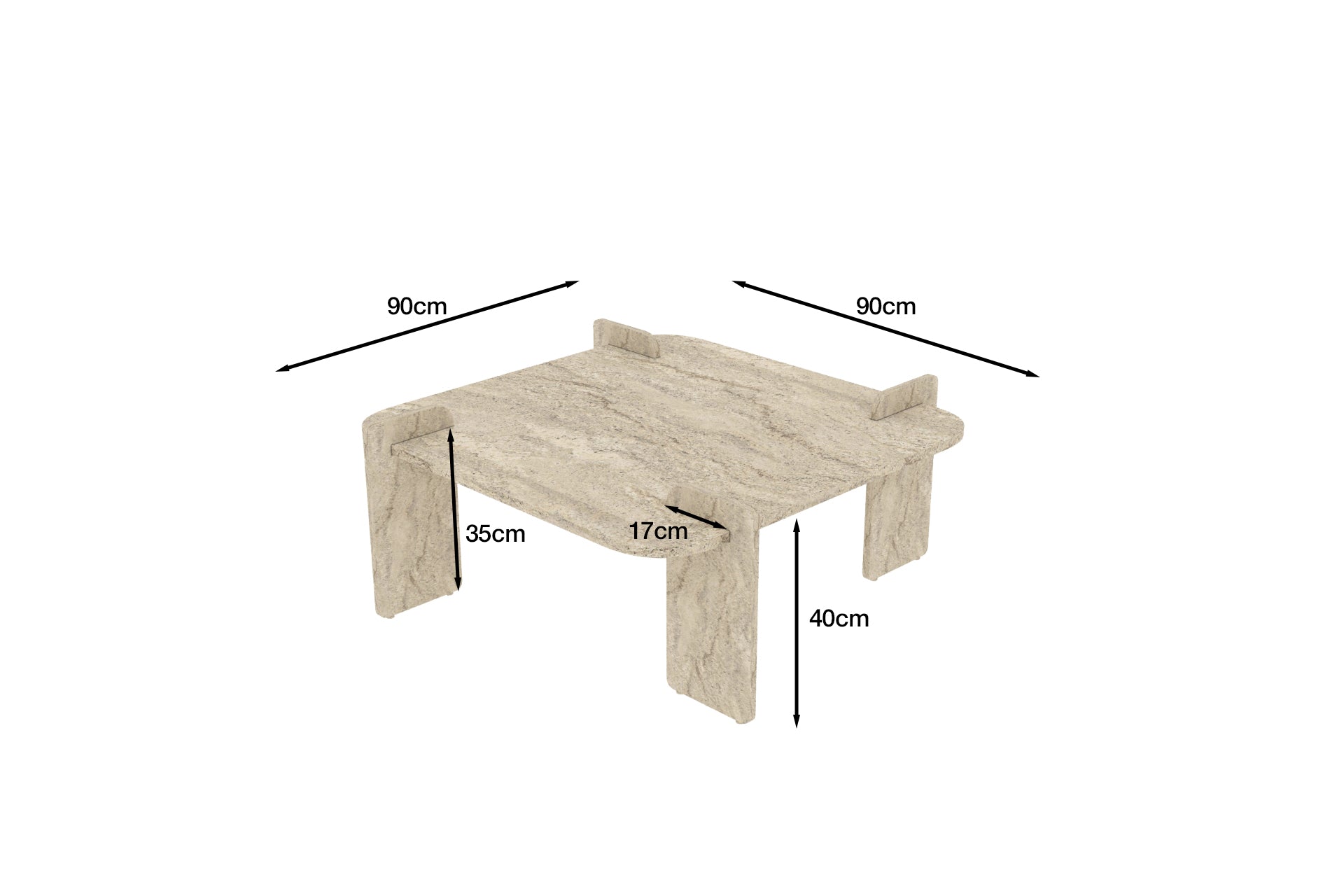 Couchtisch Brilliance Travertin Granit Optik 90x70