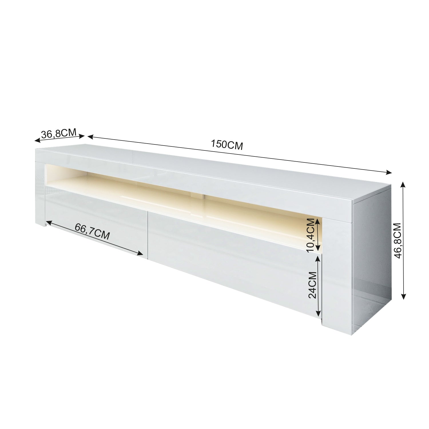 TV-Möbel mit LED-Beleuchtung Weiß 150 cm