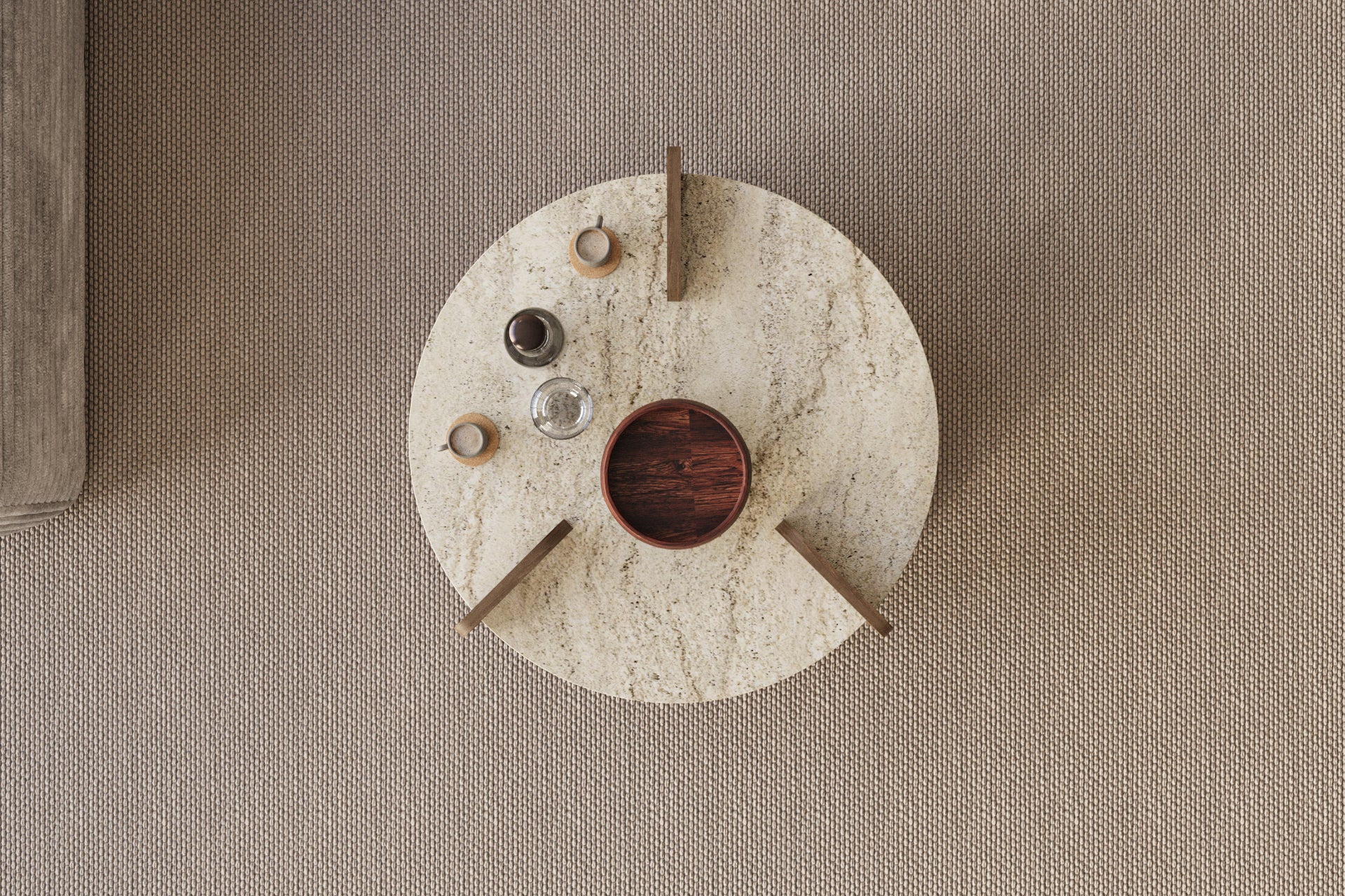 Couchtisch Glist Travertin Braun Granit Optik 70x45 cm