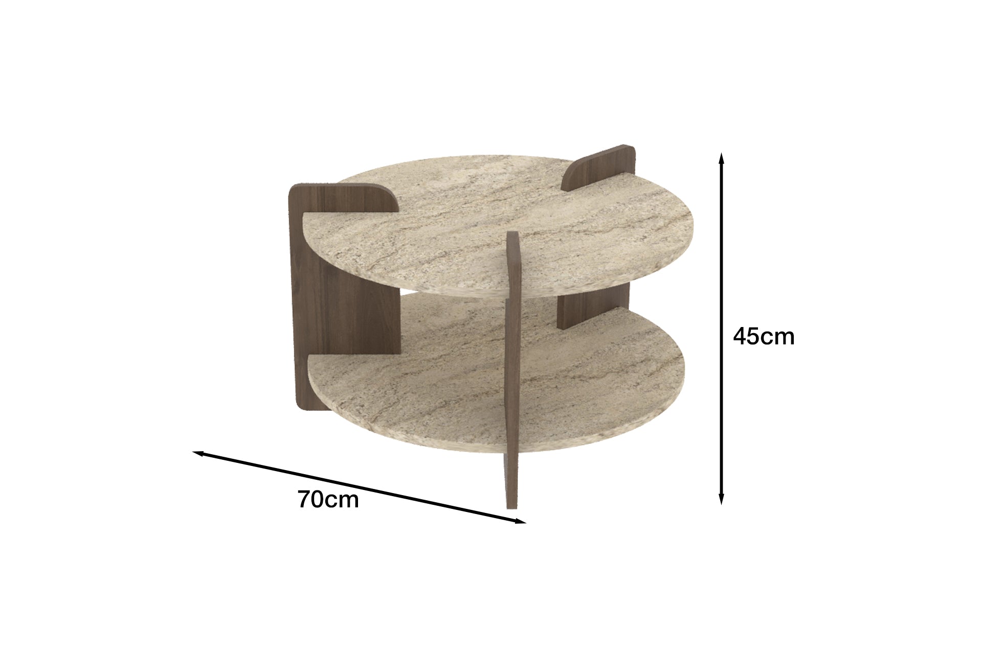 Couchtisch Glist Travertin Braun Granit Optik 70x45 cm