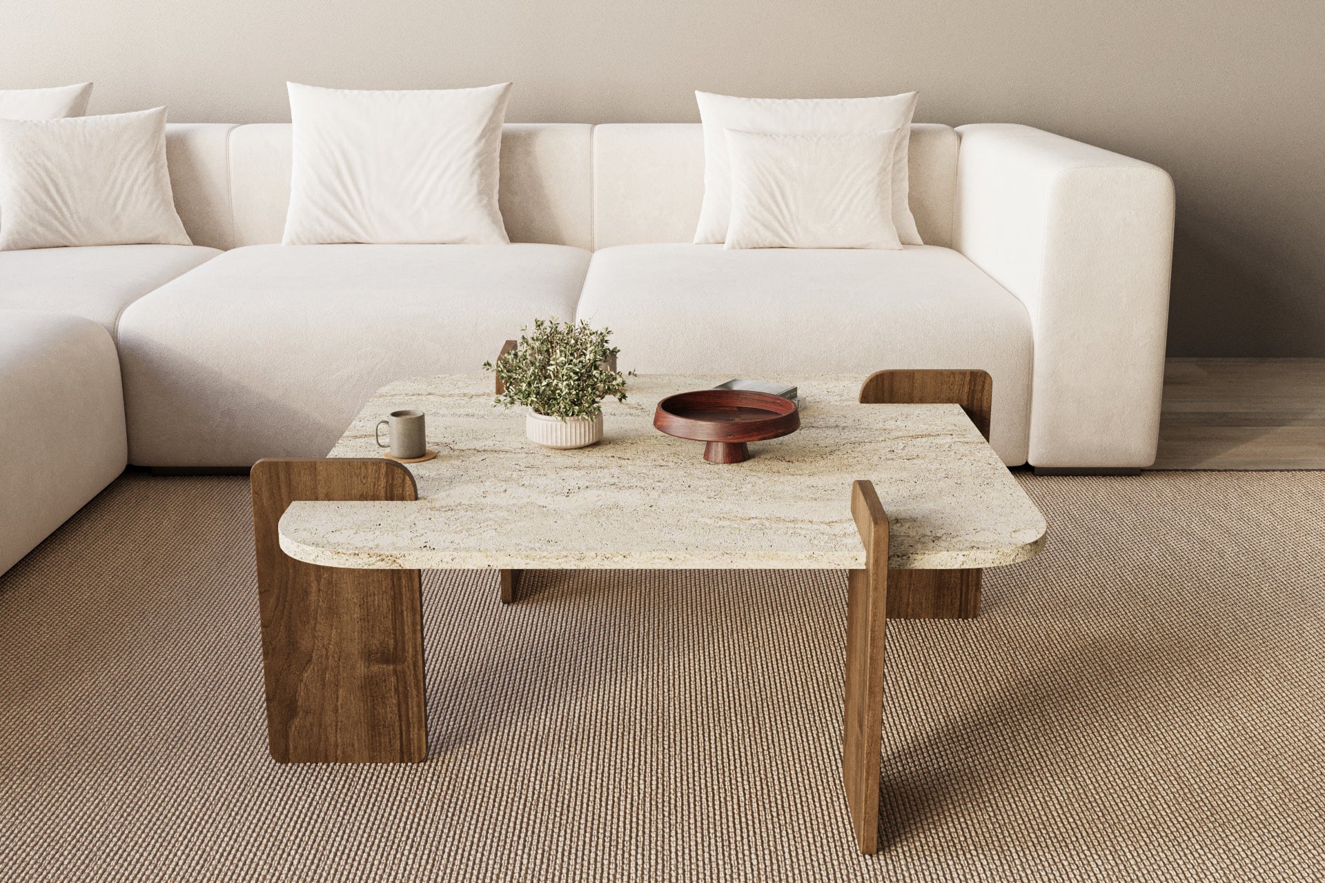 Couchtisch Brilliance Travertin Braun Granit Optik