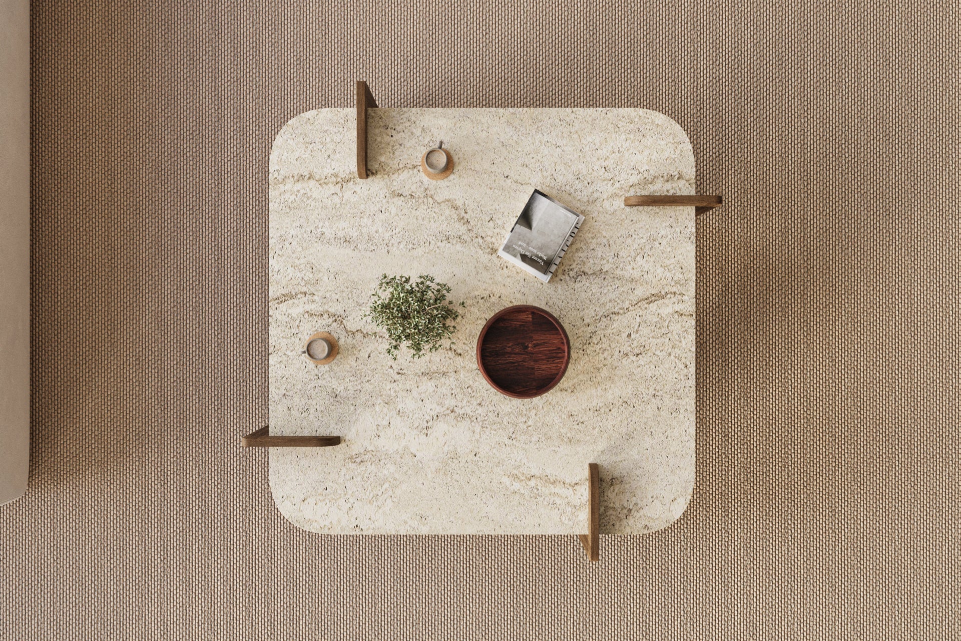 Couchtisch Brilliance Travertin Braun Granit Optik