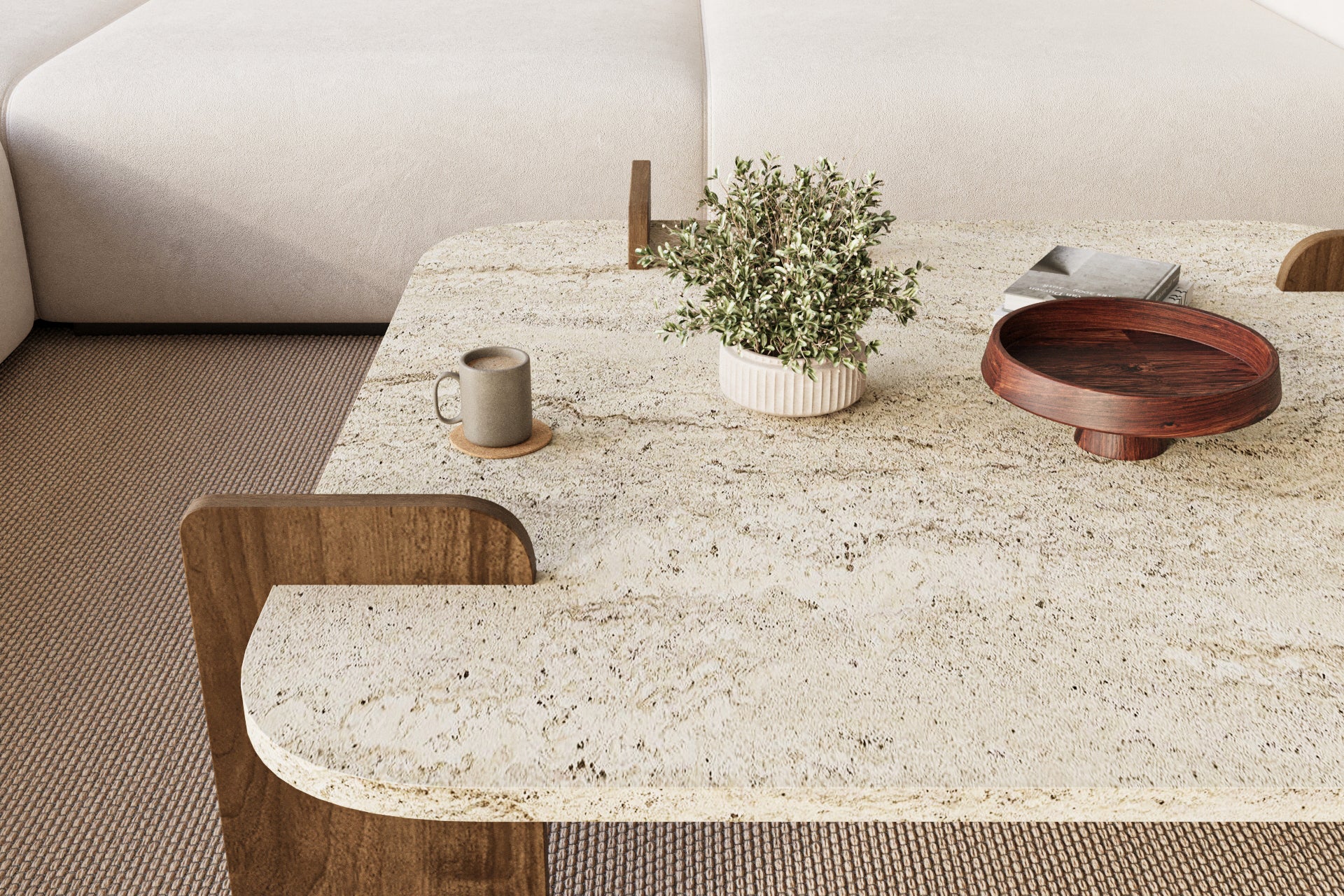 Couchtisch Brilliance Travertin Braun Granit Optik