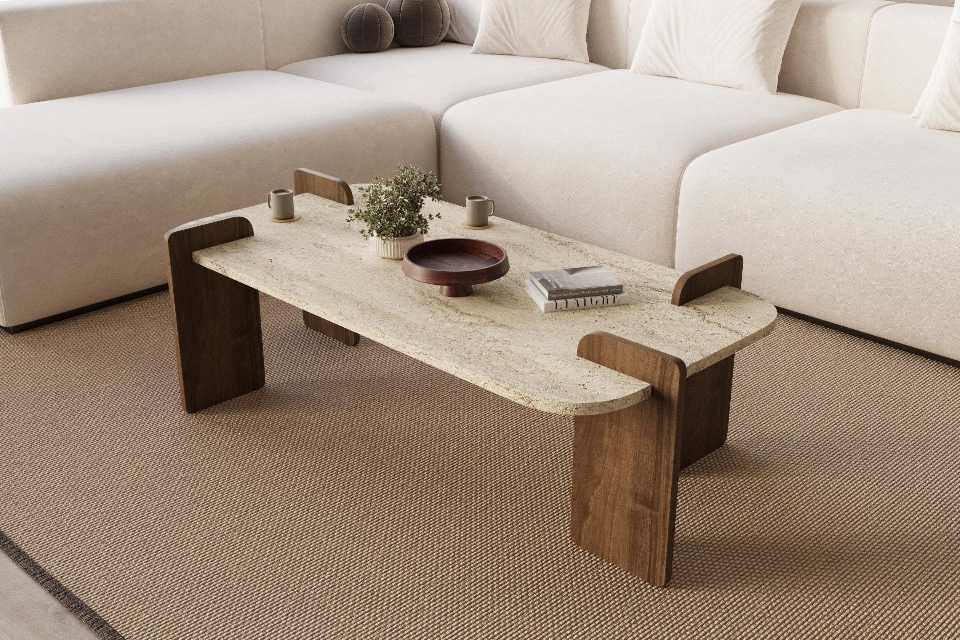 Couchtisch Twinkle Travertin Braun Granit Optik