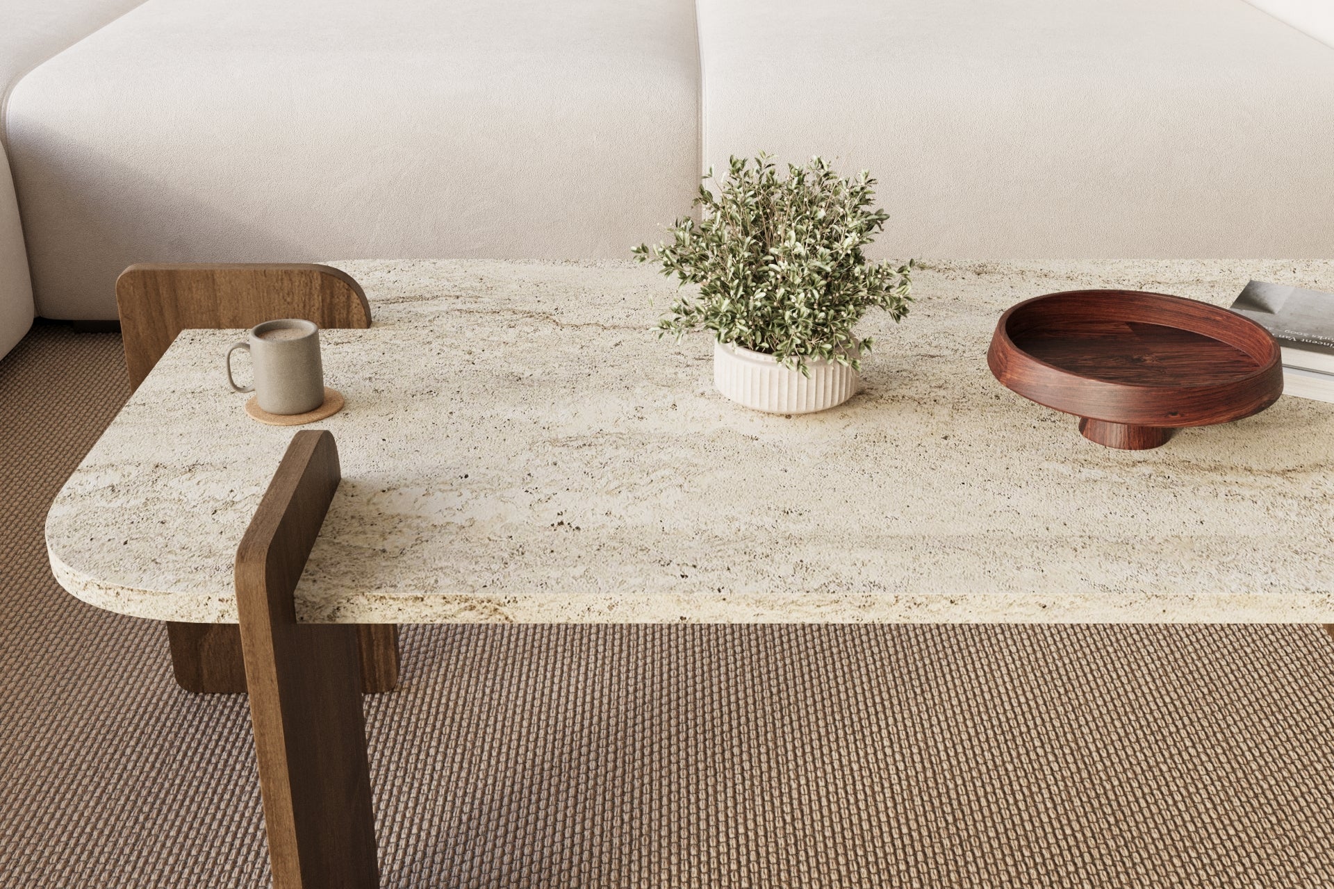 Couchtisch Twinkle Travertin Braun Granit Optik