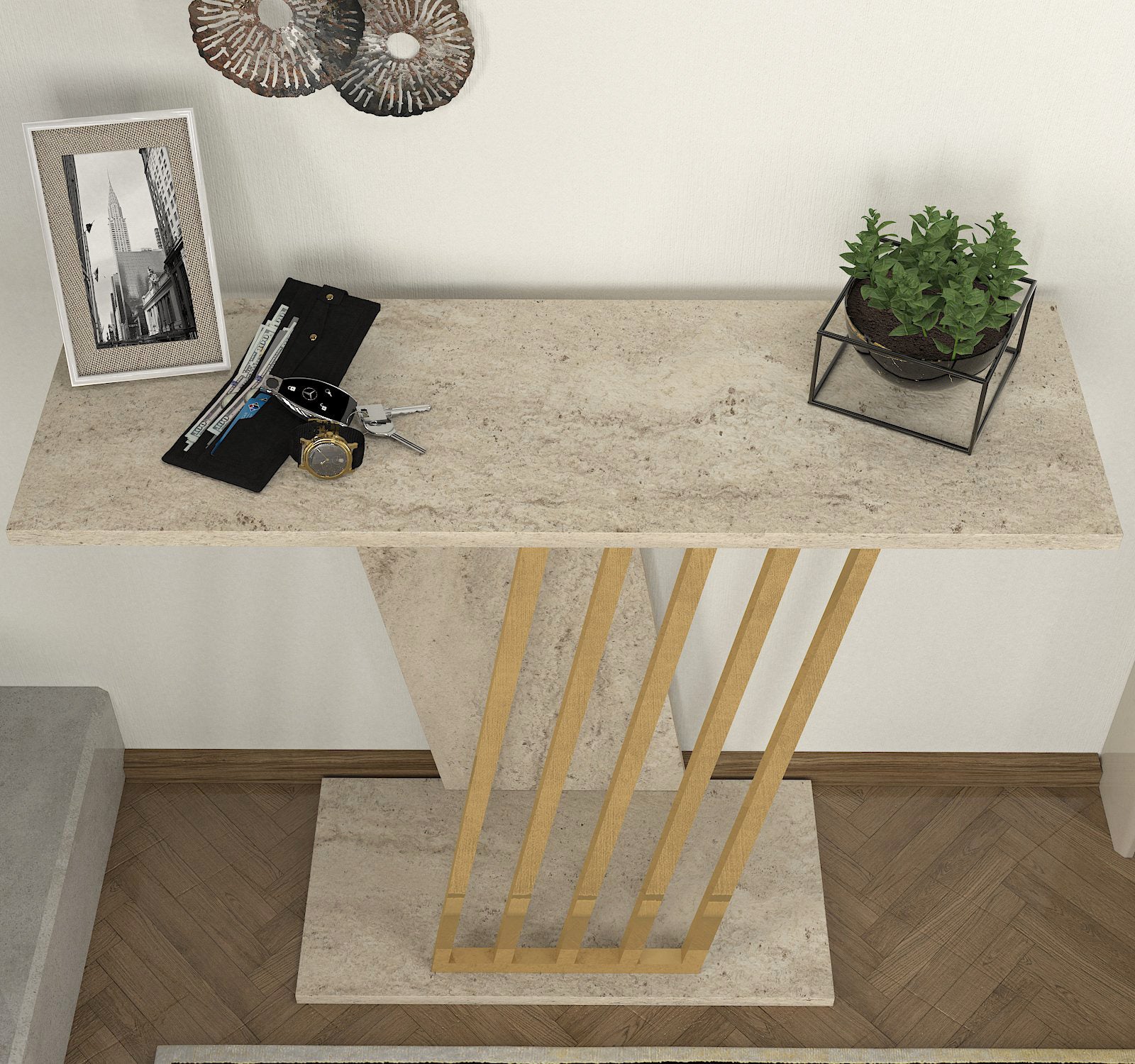Konsolentisch Gravity Beige Granit Optik