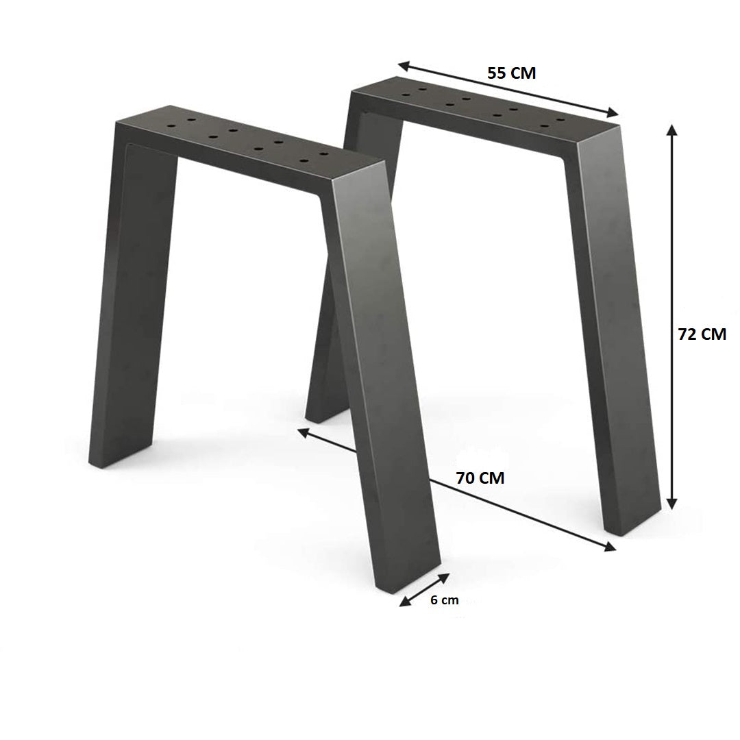 Tischgestell Metall Schwarz 2er Set 55x72 cm