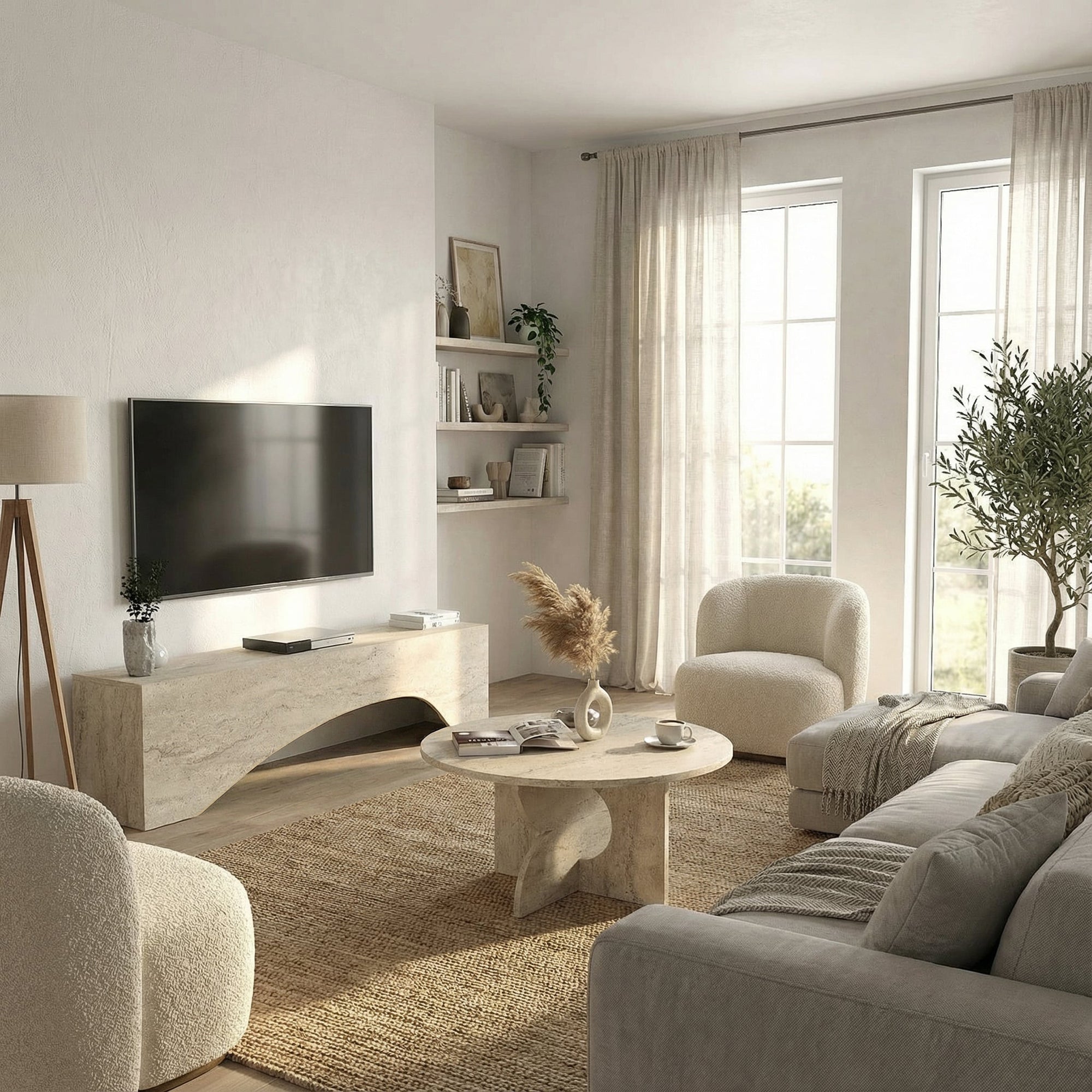 TV Lowboard Enigma Beige Travertin Optik