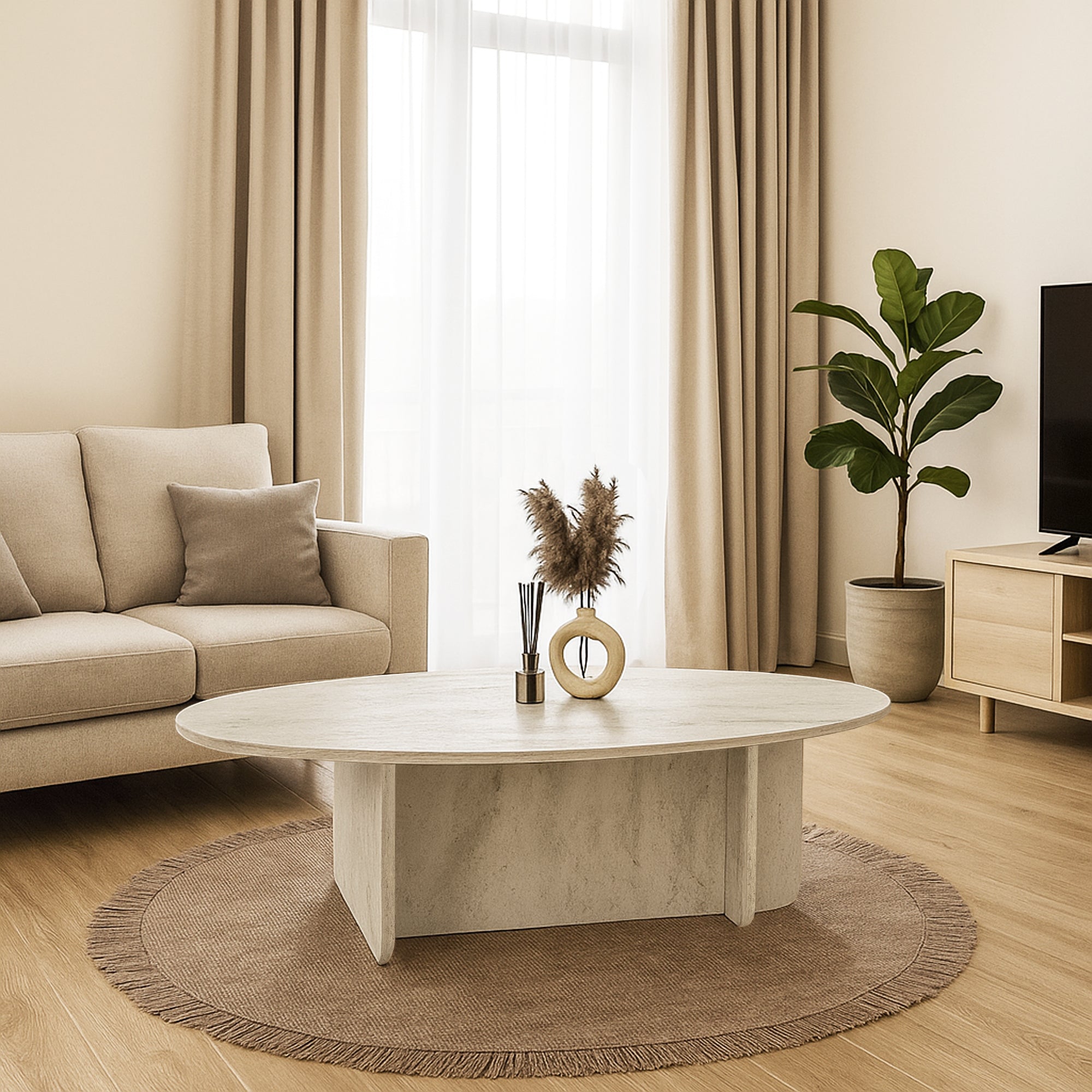 Couchtisch Luminous Beige Grau Granitoptik 120x60 cm