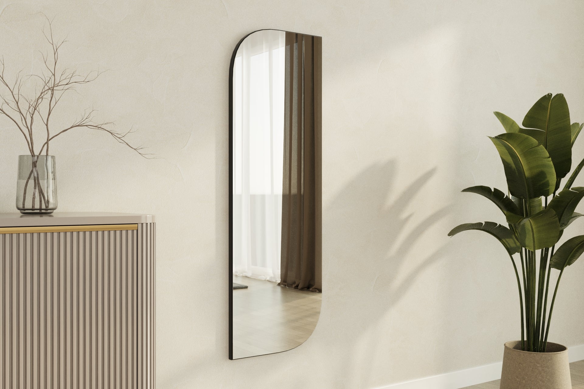 Wandspiegel Radiance Modern Silber Schwarz 40x120x2 cm