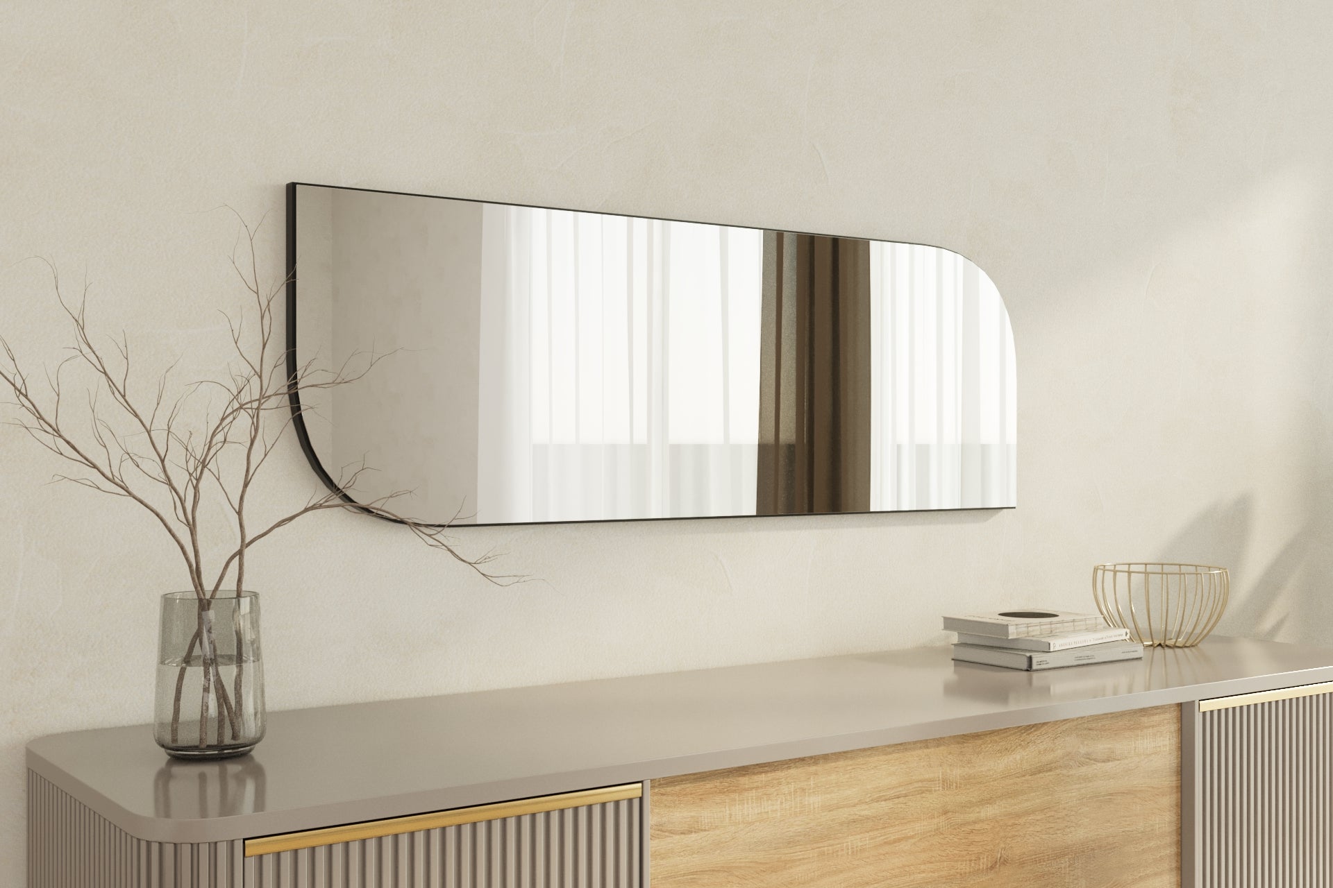 Wandspiegel Radiance Modern Silber Schwarz 40x120x2 cm
