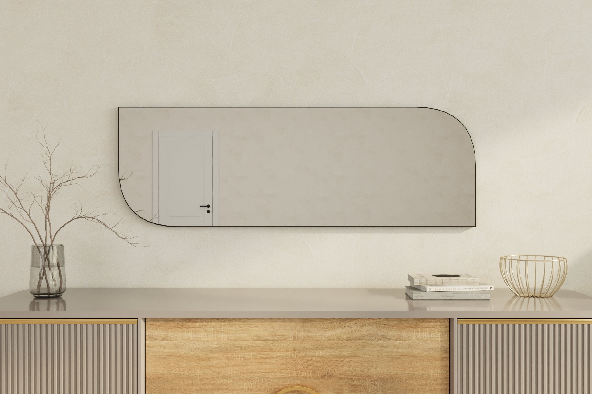 Wandspiegel Radiance Modern Silber Schwarz 40x120x2 cm