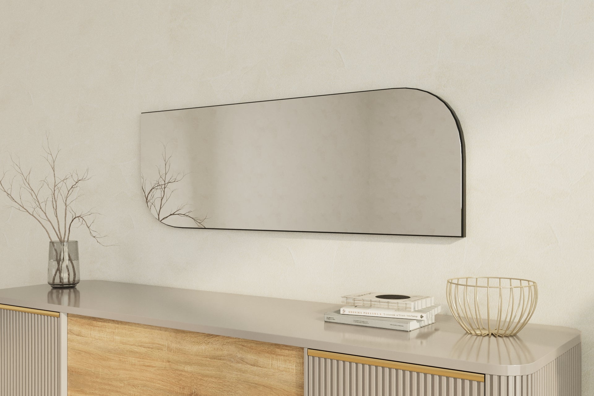 Wandspiegel Radiance Modern Silber Schwarz 40x120x2 cm