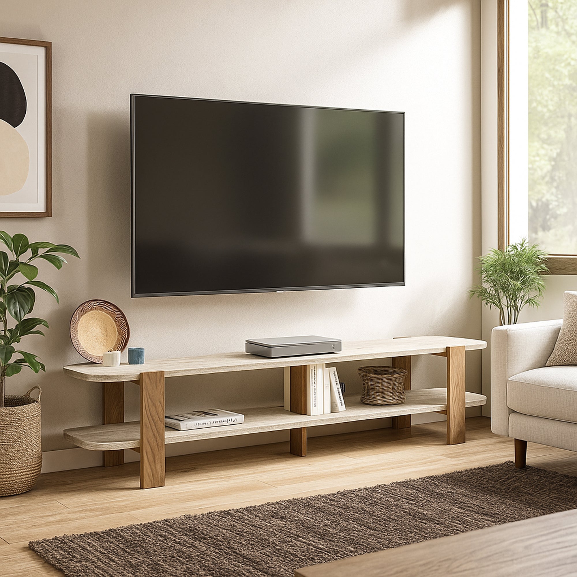 TV Lowboard Glam Granit Optik Travertin Braun