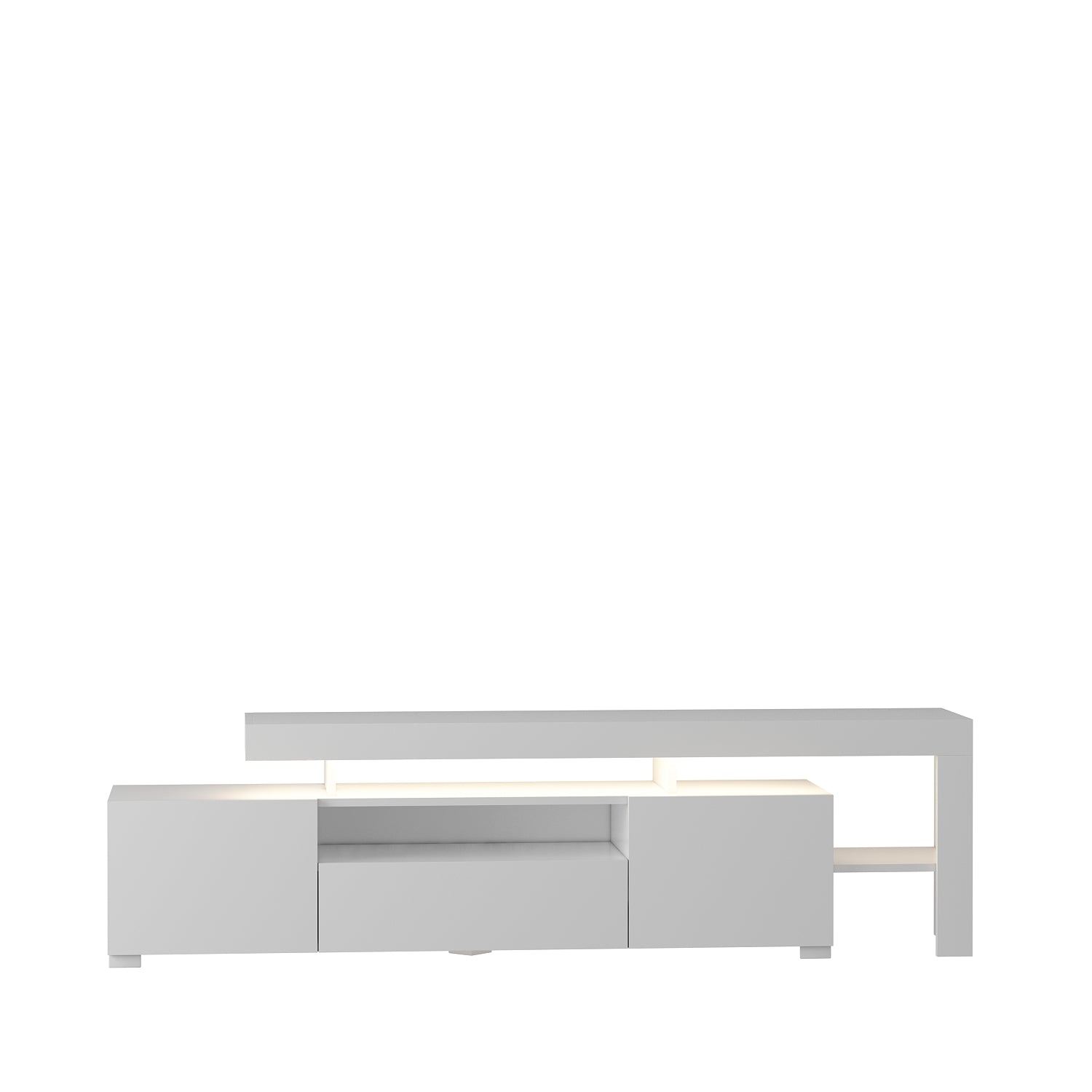 TV Lowboard Weiß mit LED-Leuchten Hochglanz 9048