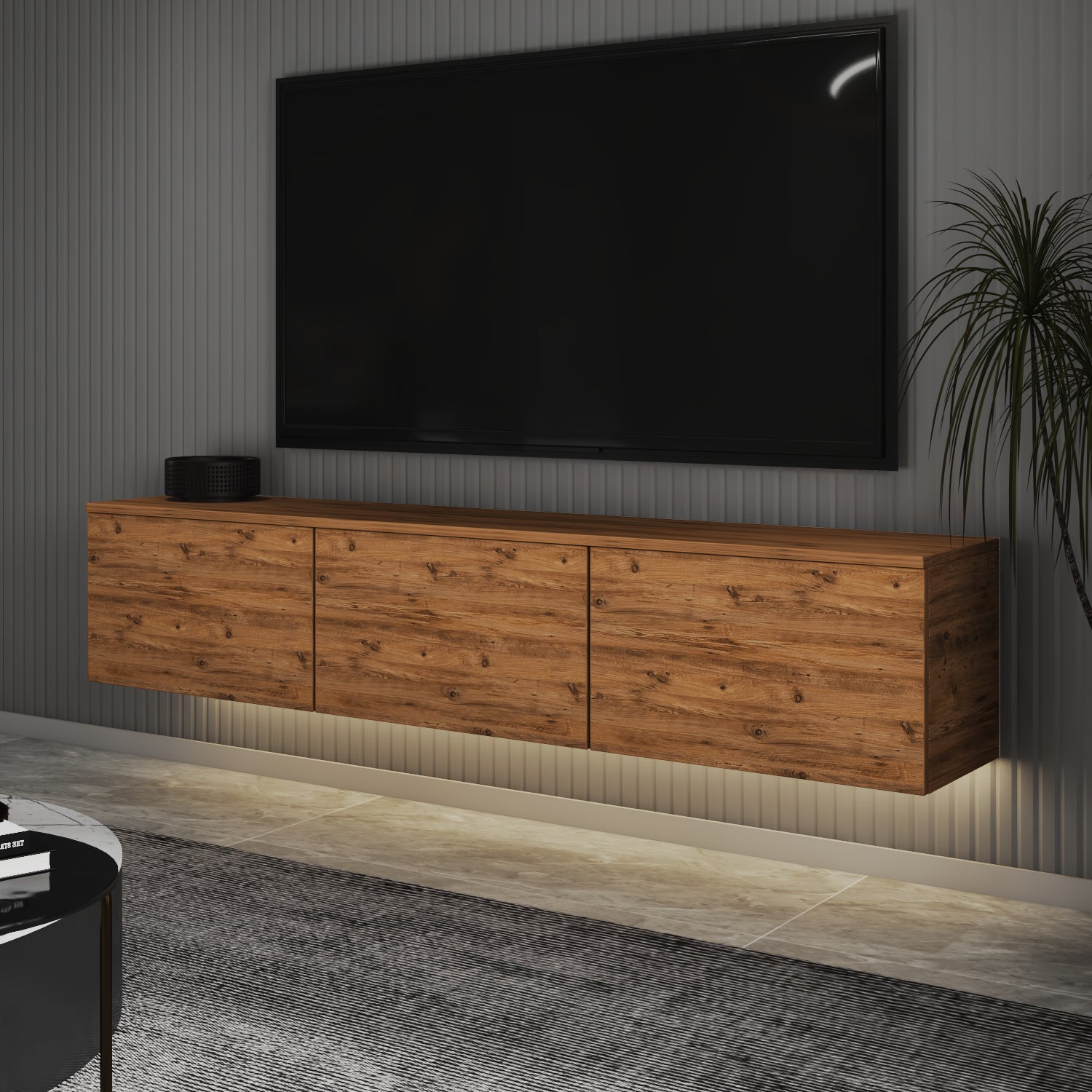 TV-Möbel mit LED-Beleuchtung Braun Modern 160 cm