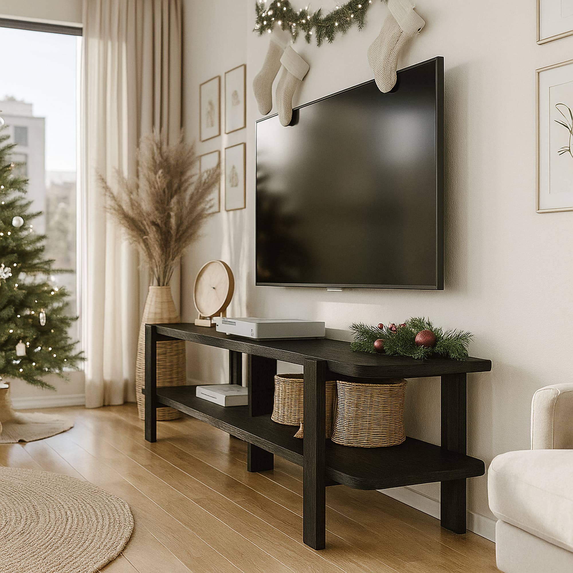 TV Lowboard Glam Schwarz