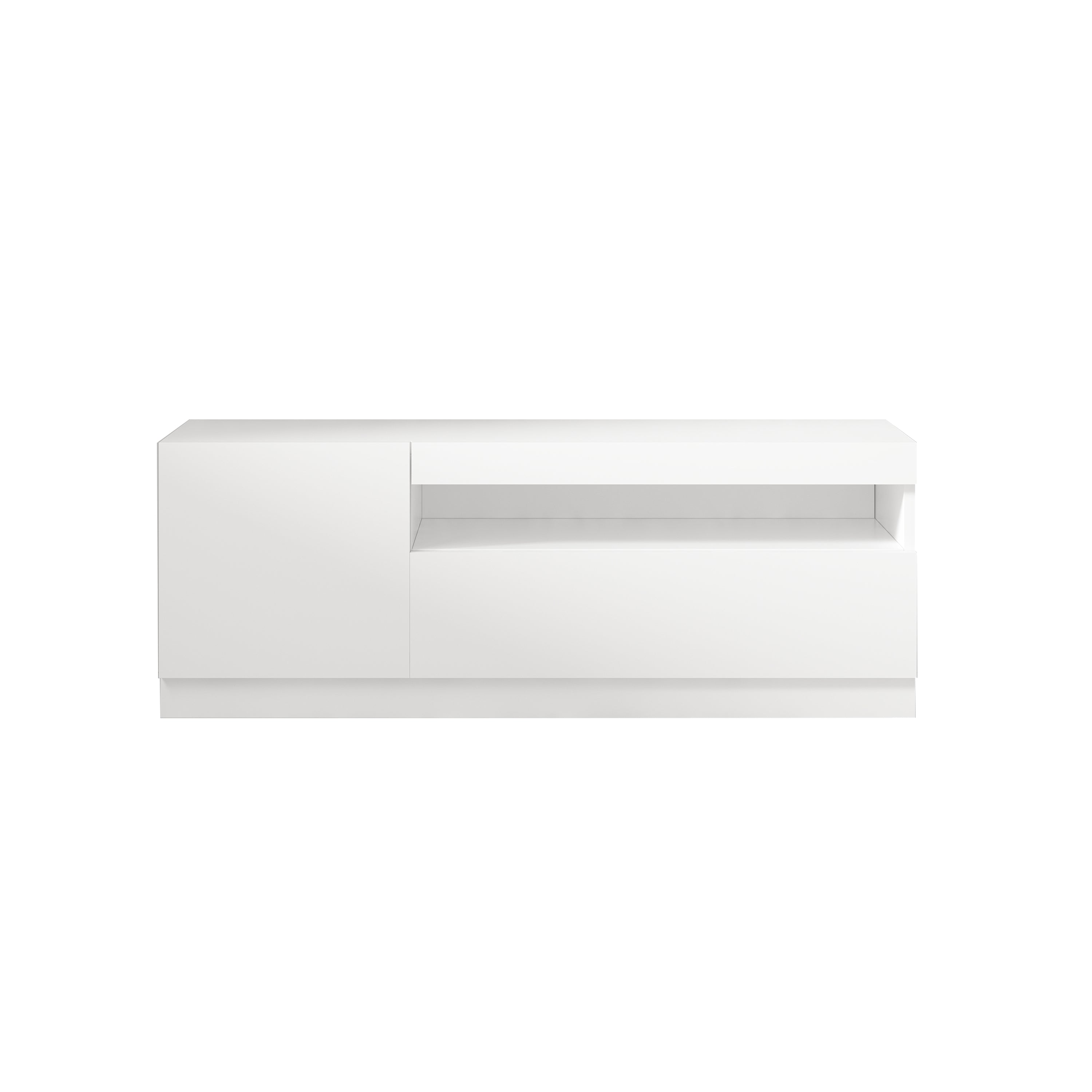 TV Lowboard Weiß mit LED-Leuchten Hochglanz Links 2/2 9482